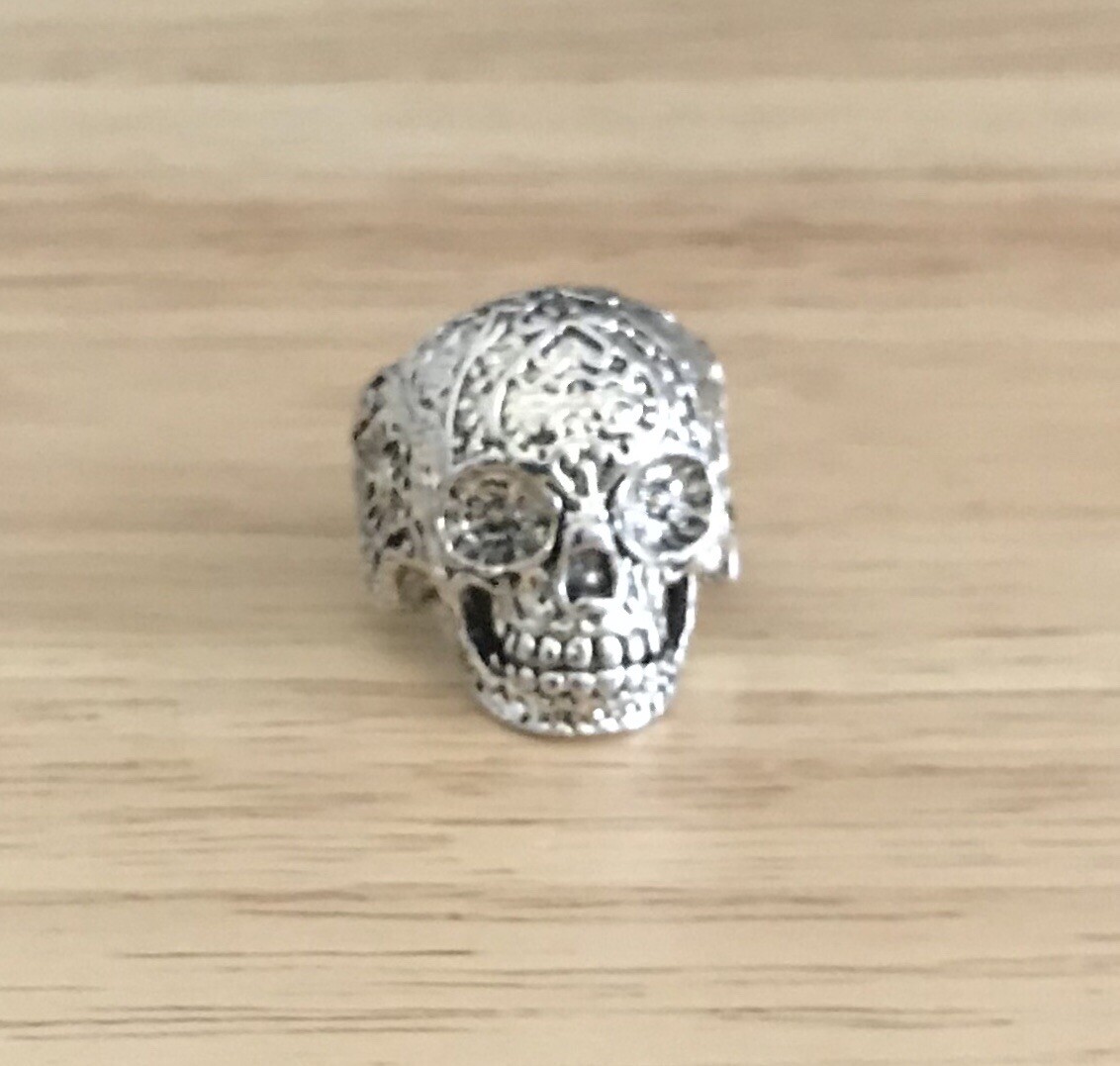 Tibetan Silver Skull Face Ring