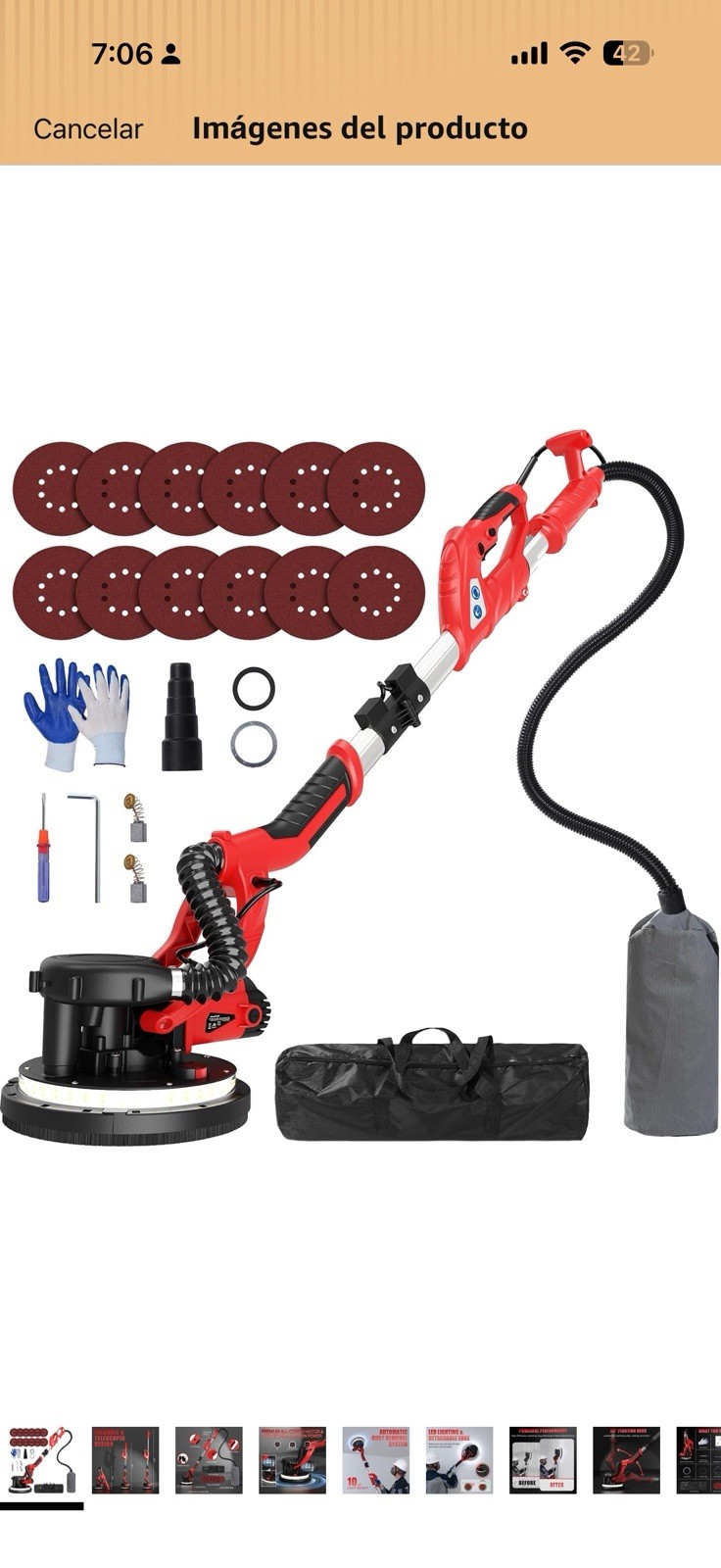 IMQUALI 8A Drywall Vacuum Sander Variable Speed Telescoping w/ Dust Bag