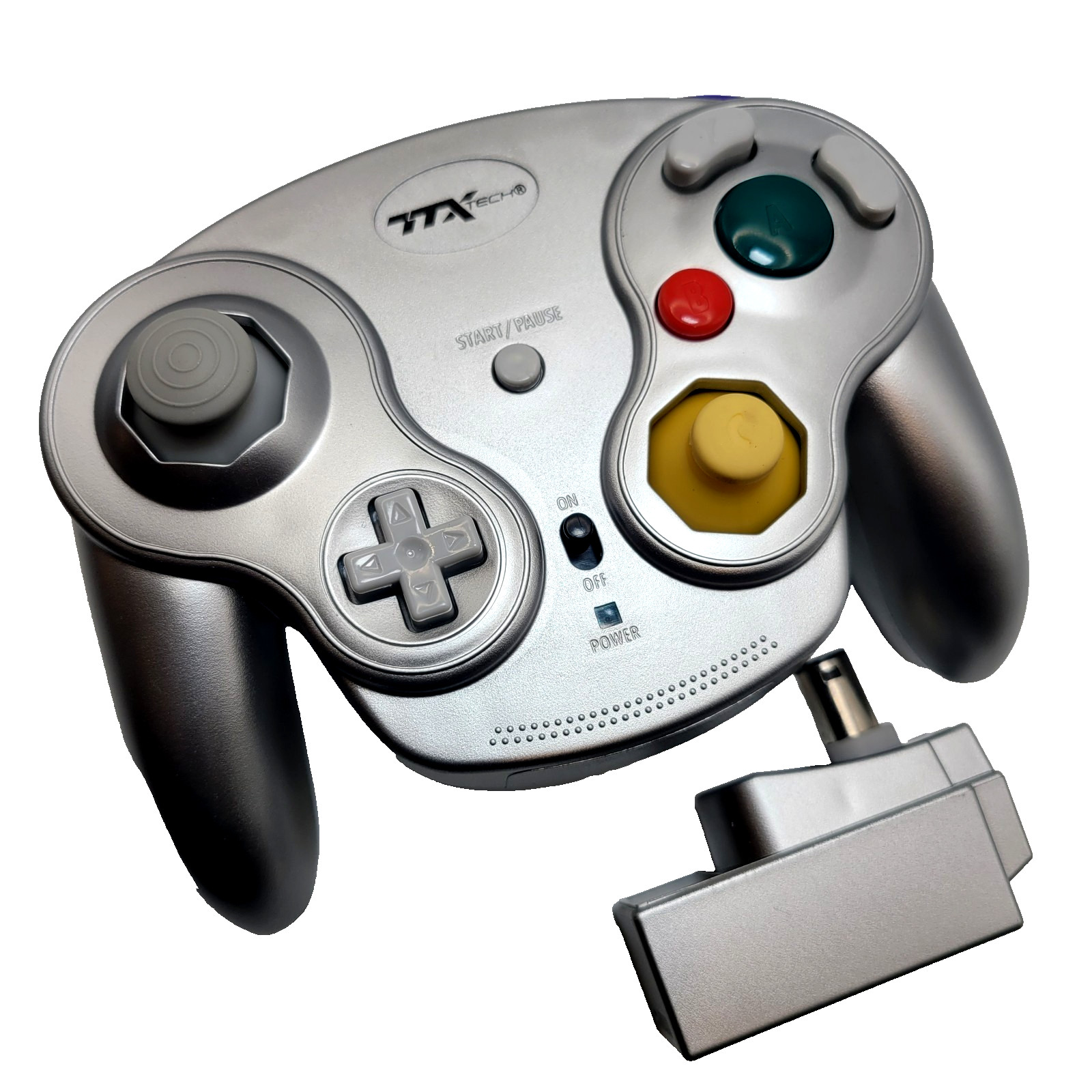 Silver "WaveDash" Wireless GameCube Controller for NGC or Wii - New In Box
