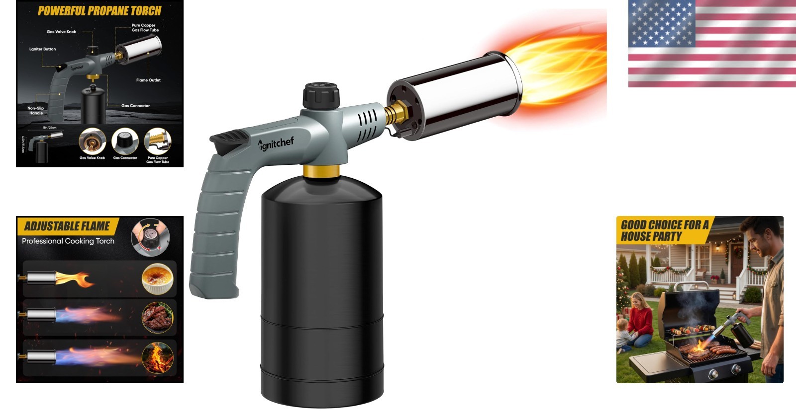 Versatile Propane Torch Gun with Adjustable Flame – Perfect for BBQ & Welding