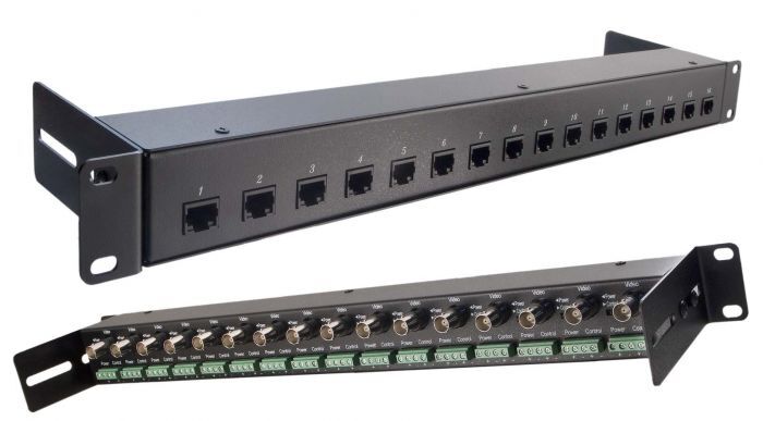 Gem Electronics H16P-STRJ45 CCTV 16 P Panel RJ45 coax screw term dc to RJ45 CCTV