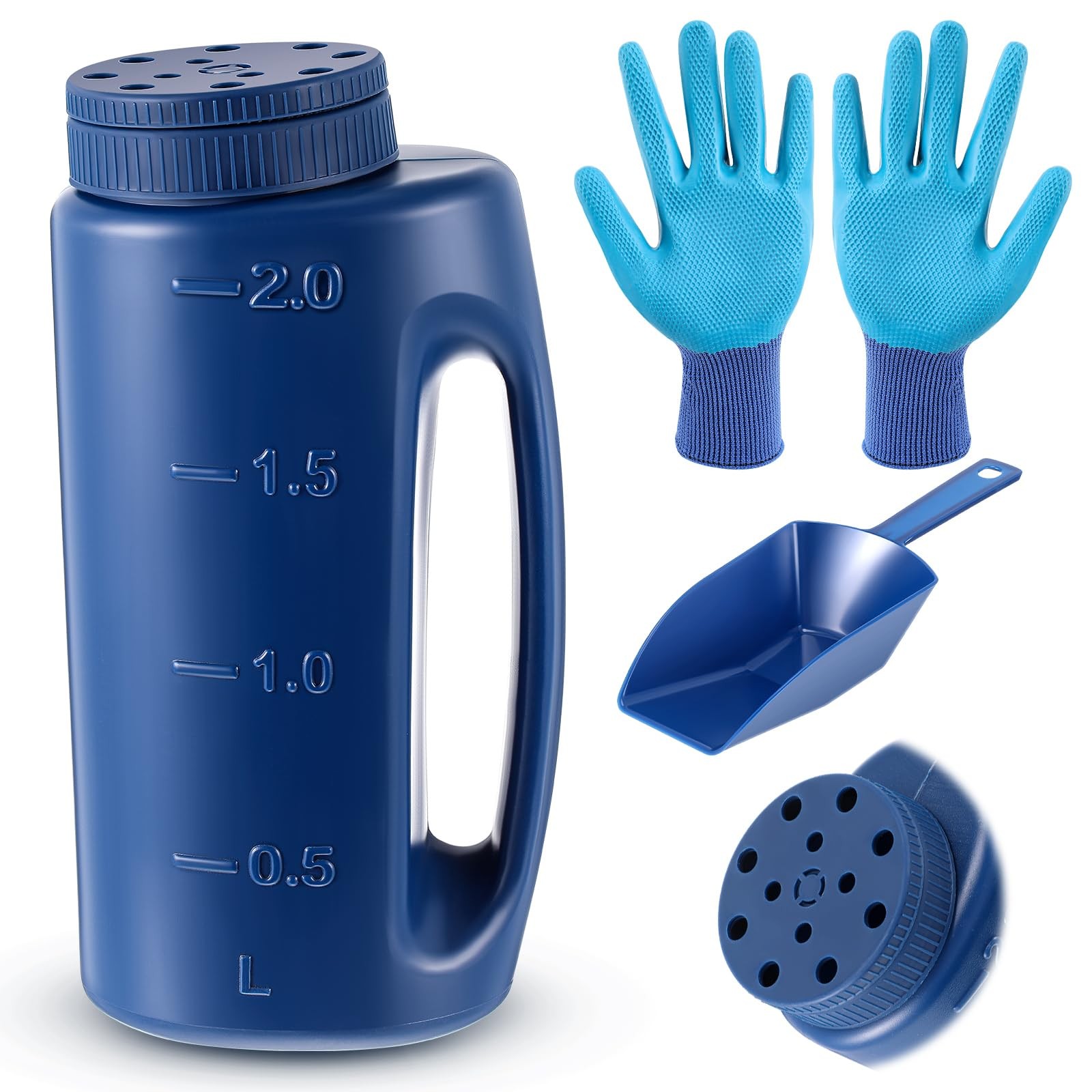 Tioncy Handheld Spreader Set Seed Spreader with Scoop and Gloves for Grass Se...