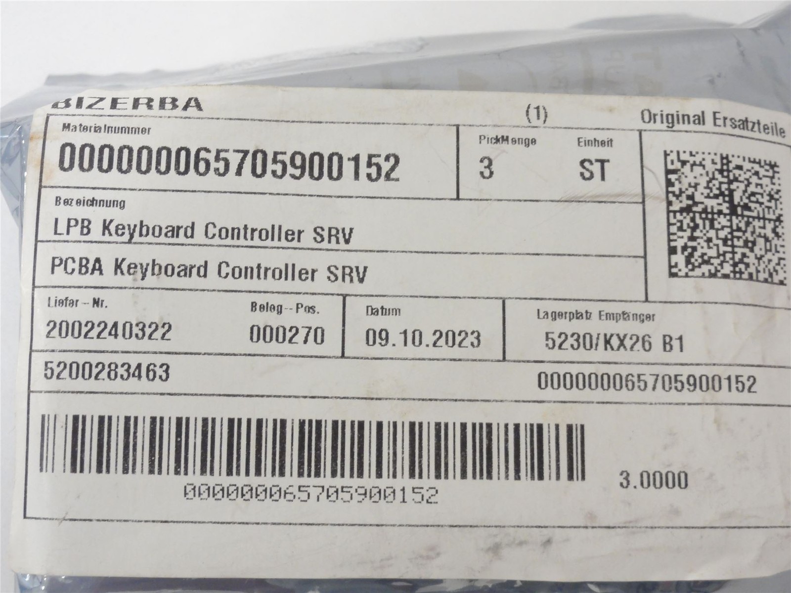 239598 New-No Box; Bizerba 65705900152 PCBA Keyboard Controller SRV