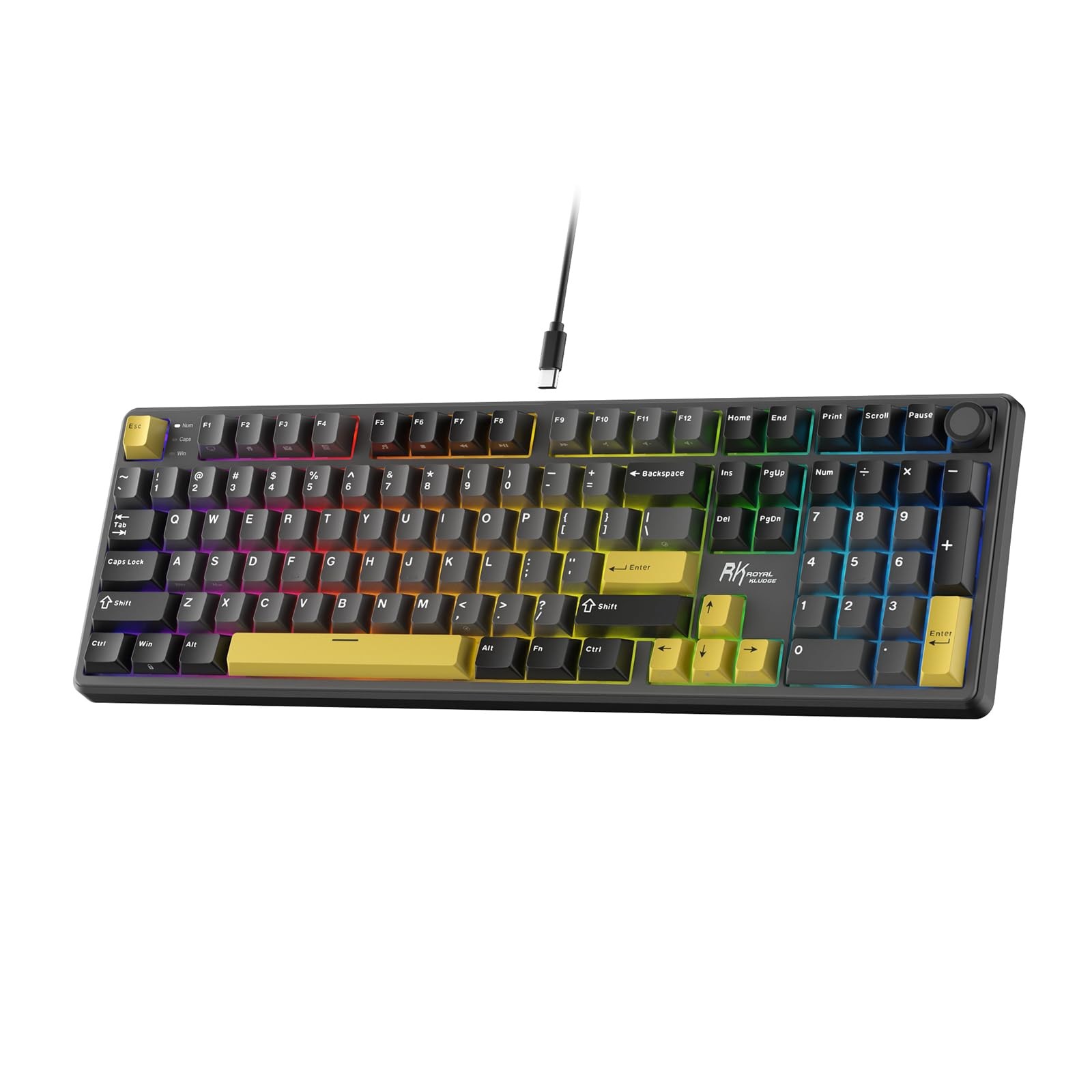 RK ROYAL KLUDGE X104 Mechanical Keyboard, Silent Linear Switch, Lightning Yellow