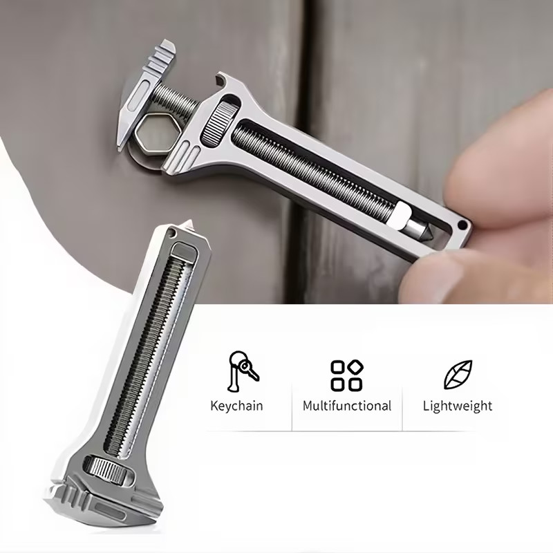 1pc Multifunctional Mini Wrench,Adjustable Small Wrench,Caliper Keychain