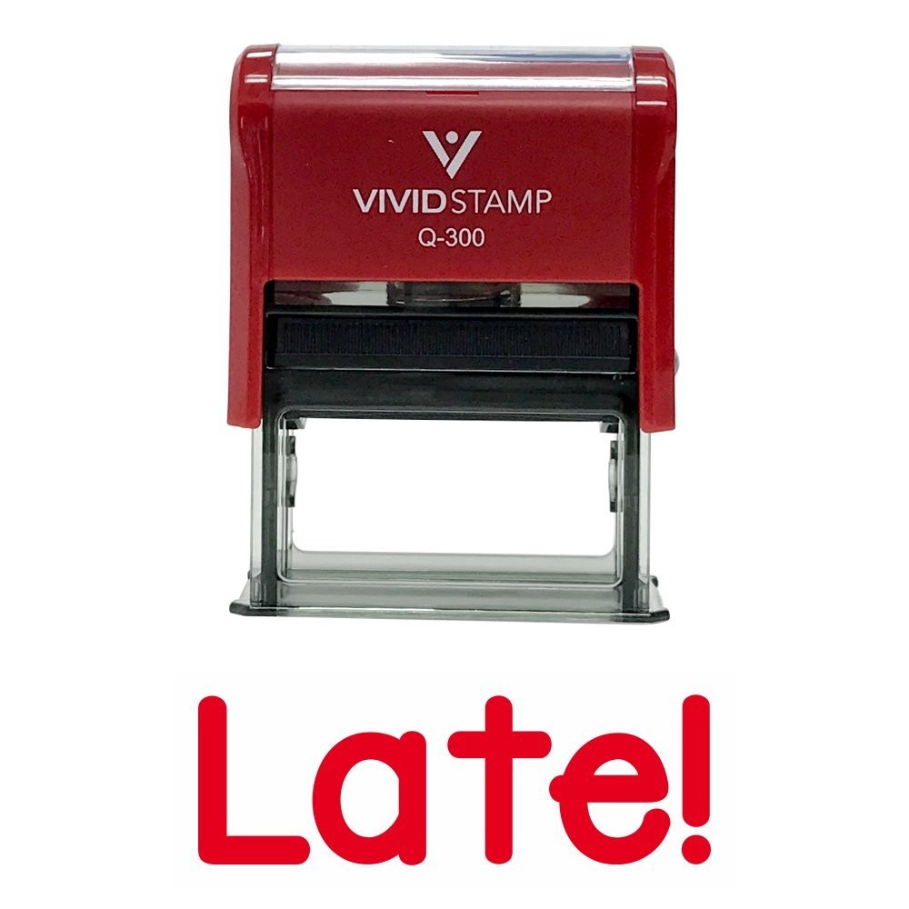 Late Teacher Self Inking Rubber Stamp Red Ink Large Office School Supplies