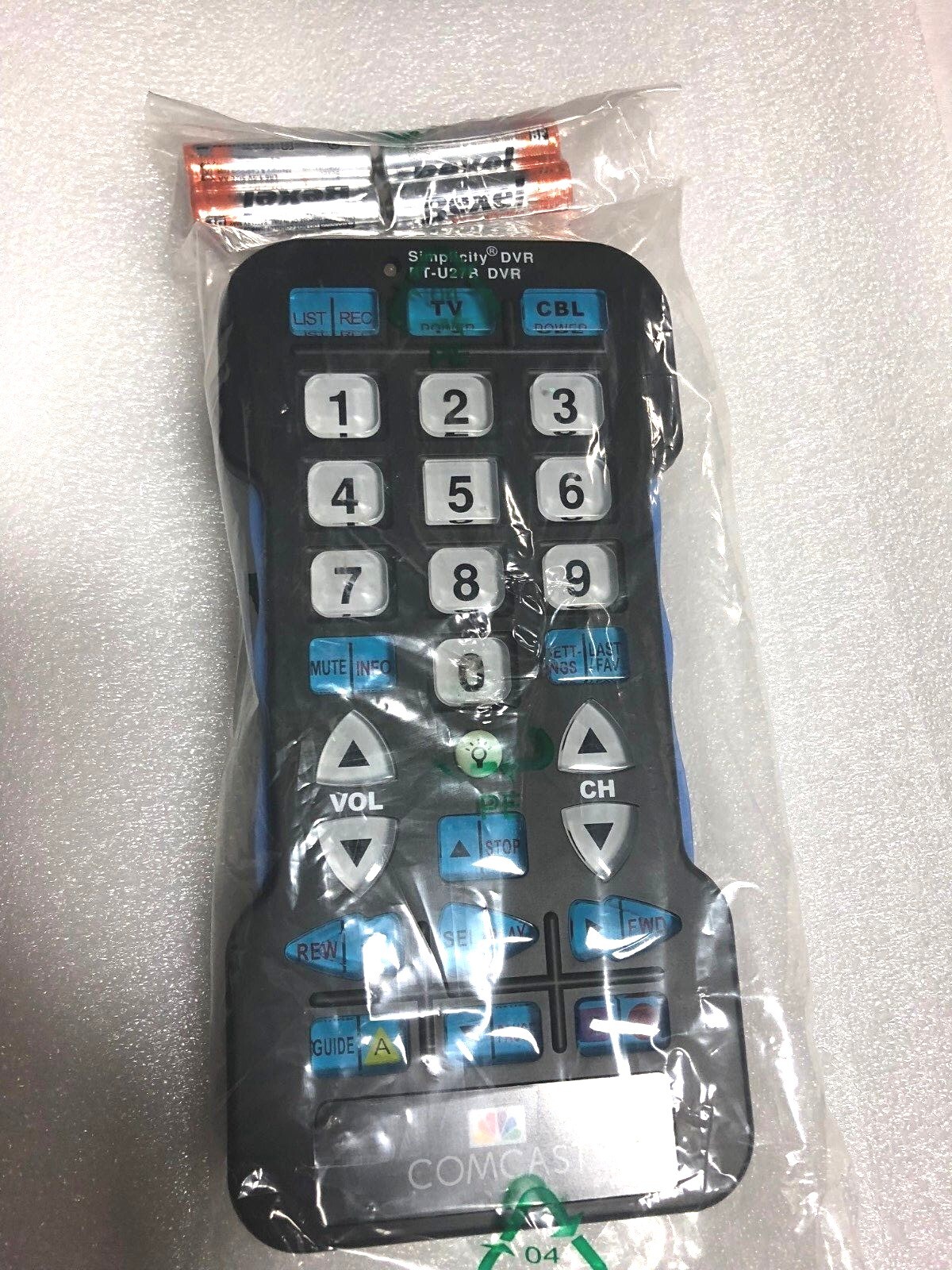 RT-U27B SIMPLICITY DVR UNIVERSAL REMOTE With Large Illuminated Buttons COMCAST