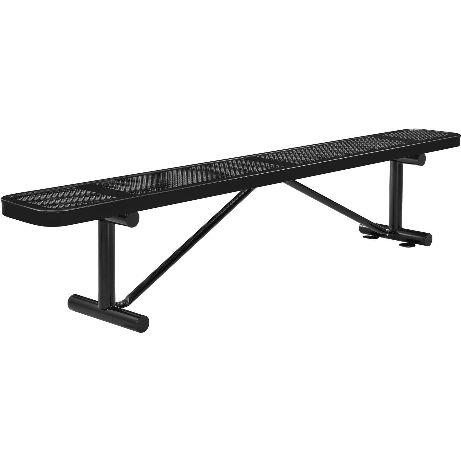 Global Industrial 96" Perforated Metal Outdoor Flat Bench Black