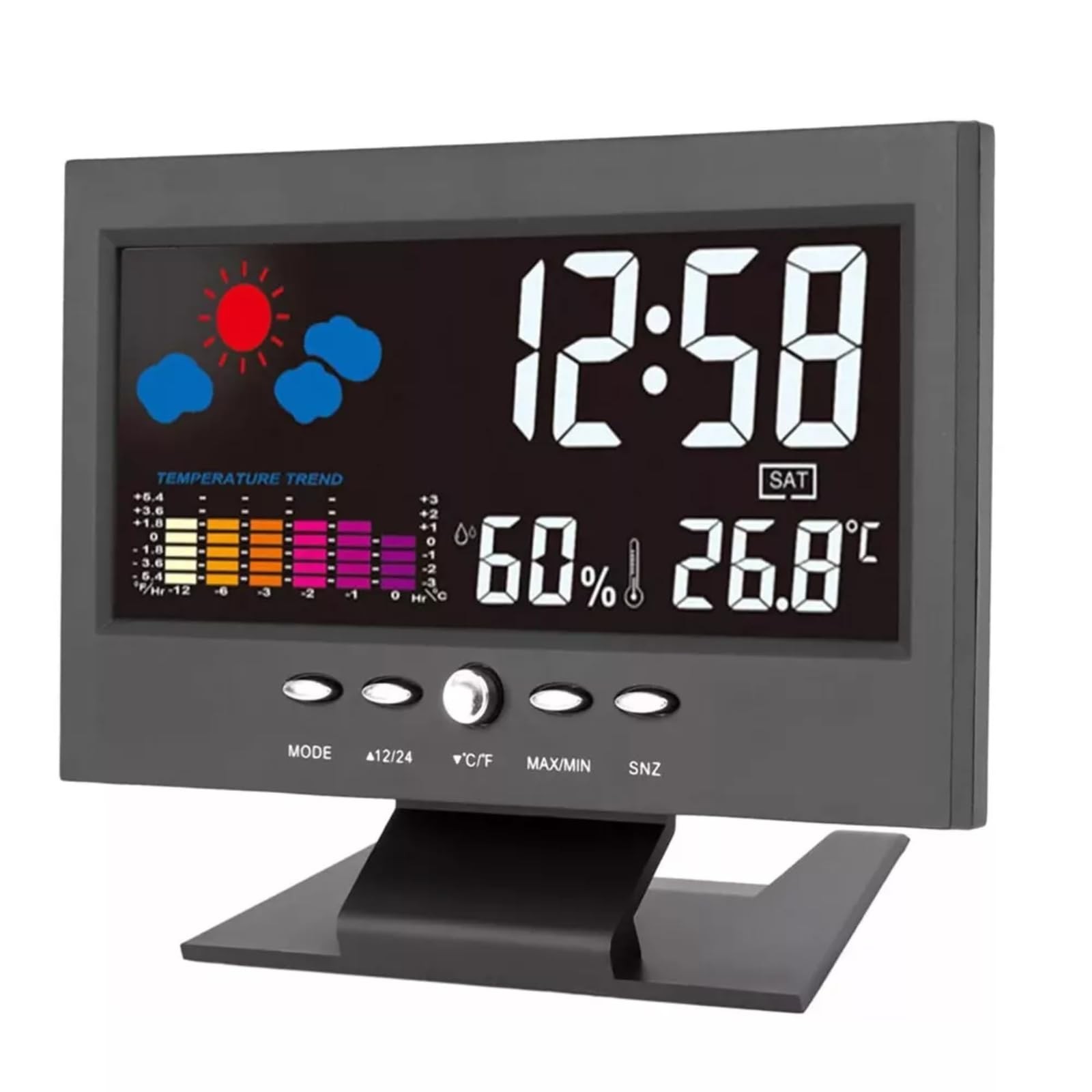 Weather Station Wireless Indoor Thermometer Temperature Desk Digital Alarm Cl...