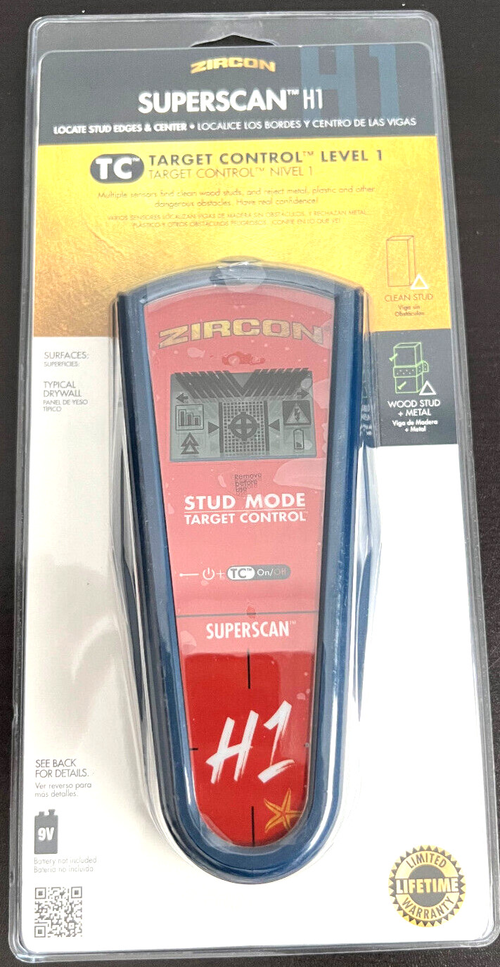 ZIRCON H1 SuperScan 0.75" Scan Depth Metal & Wood Stud Finder Target Control NEW