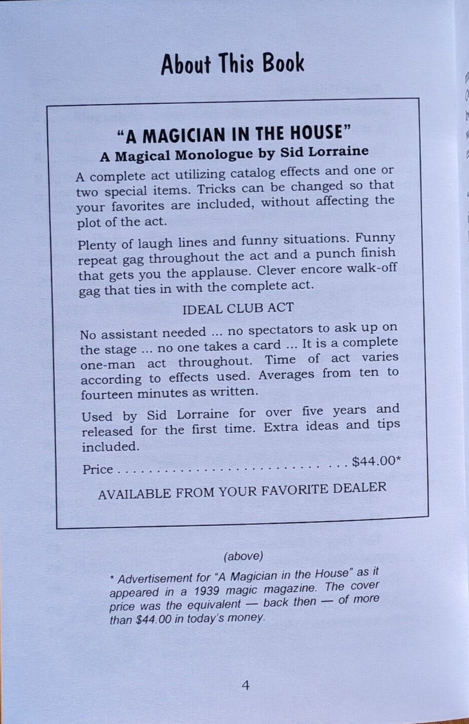 A Magician in the House by Sid Lorraine (A complete act)