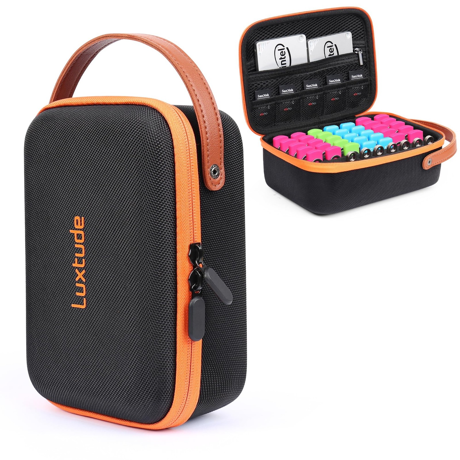 Luxtude Flash Drive Case with Labels, USB Storage Case, 49 Slots Thumb Drive ...