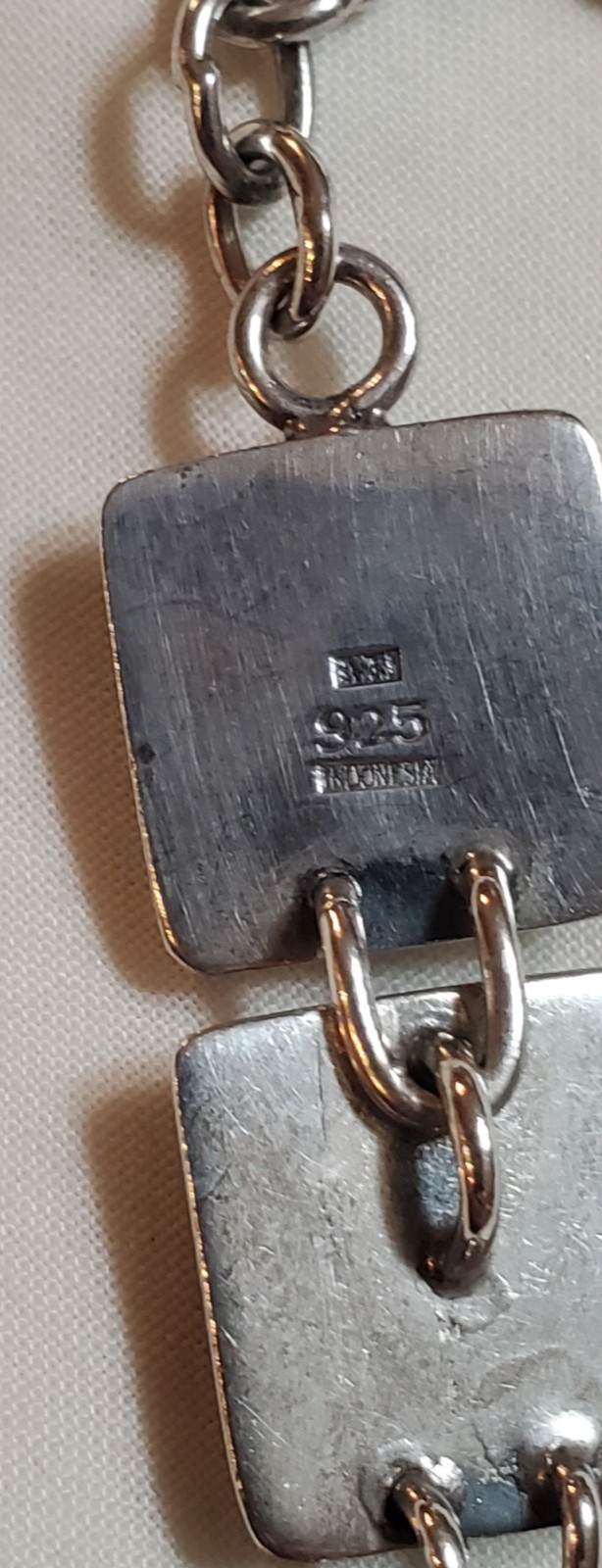 Sterling Silver Cutout Square Link Toggle Bracelet