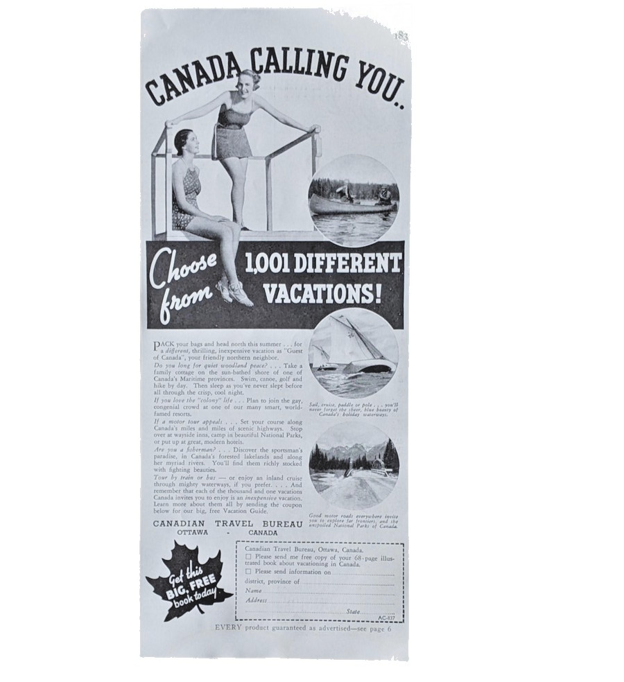 Vintage Canada Travel Brochure 1950s 1960s Tourism Advertisement Retro Vacation