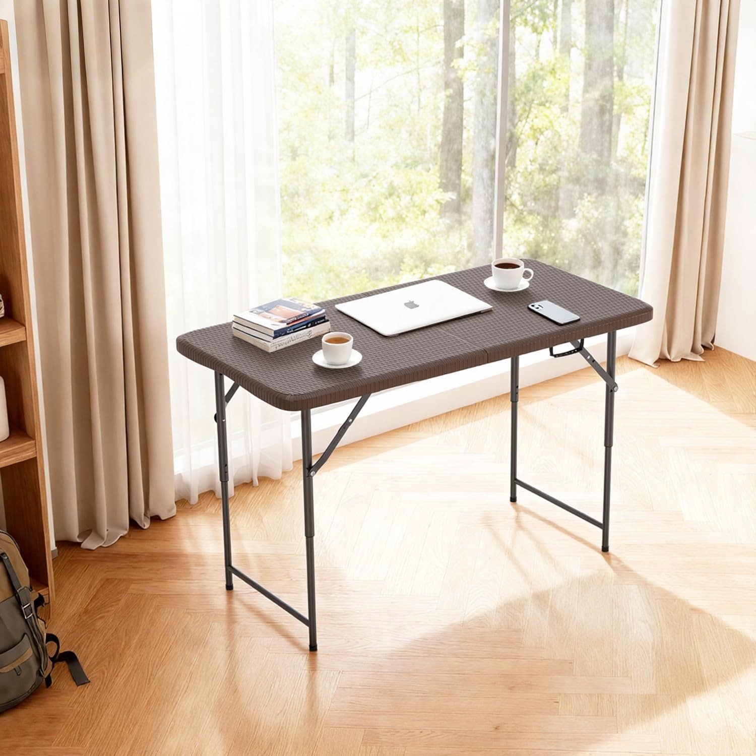 4FT Folding Table Half Portable Foldable Table Picnic Table for Office Home C...