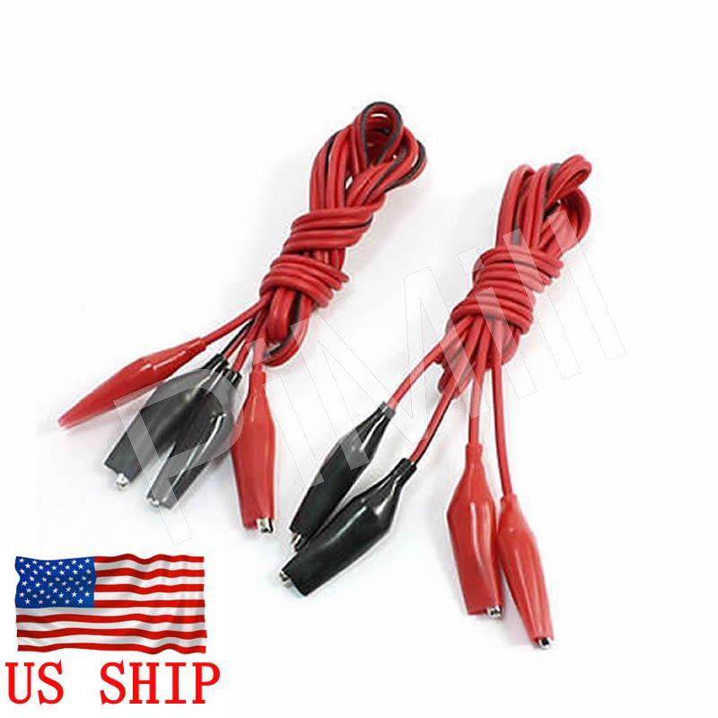 2 Pair Double-end Alligator Clips Test Lead Jumper Wire 1M US Stock
