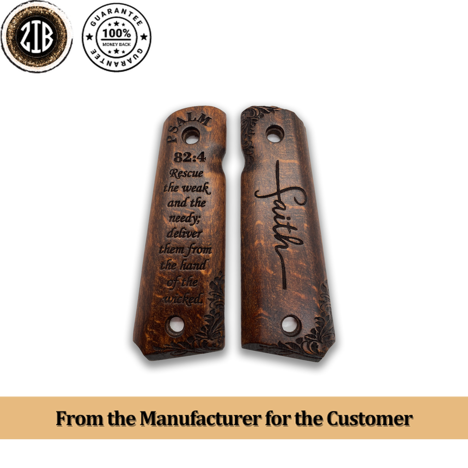 ZIB GRIPS Colt 1911 Grips Full Size 1911 (Government/Commander) PSALM 82-4 No1