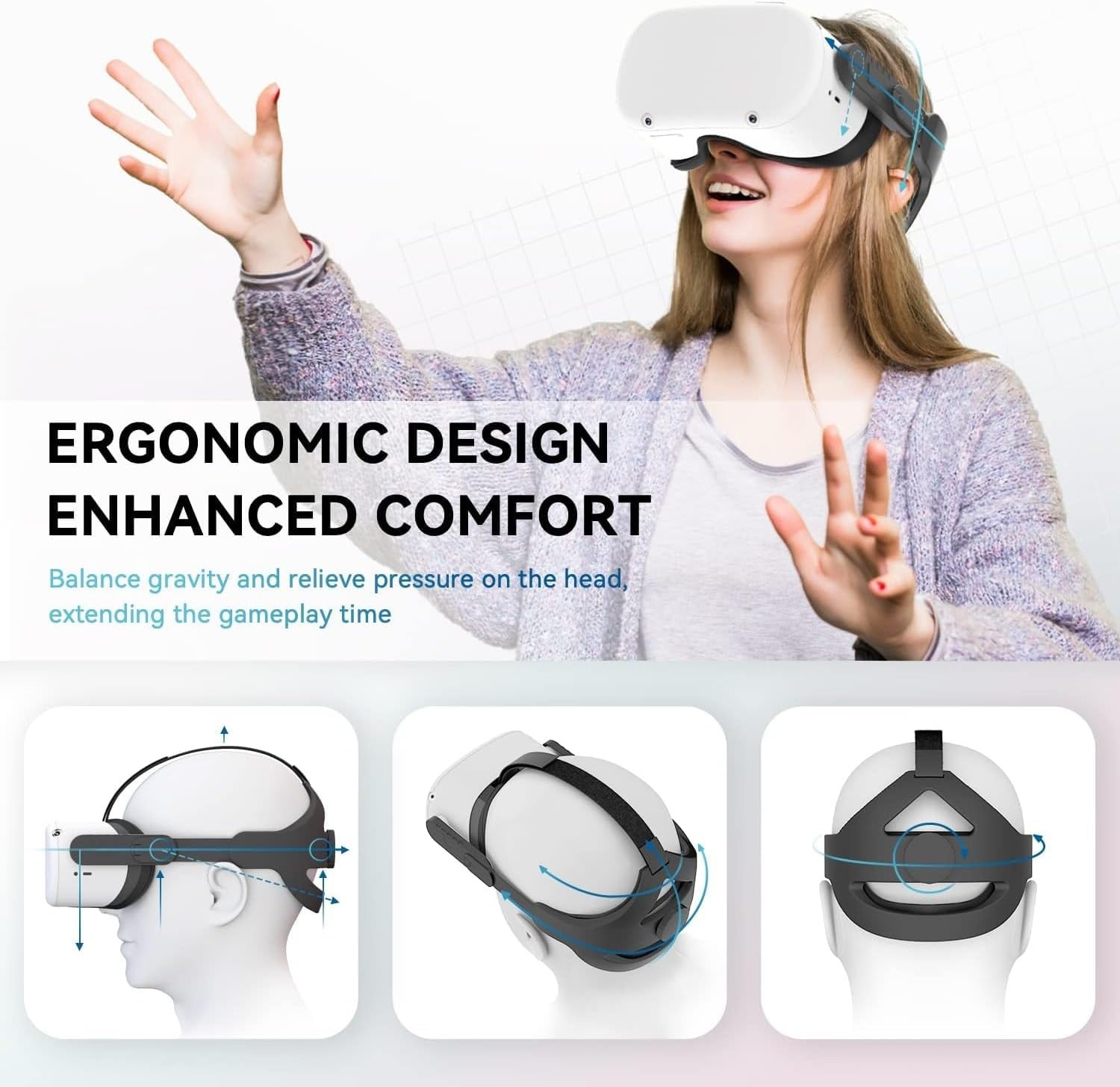 Adjustable Head Strap Compatible with Quest 2 VR Headset, Elite Strap Replace...