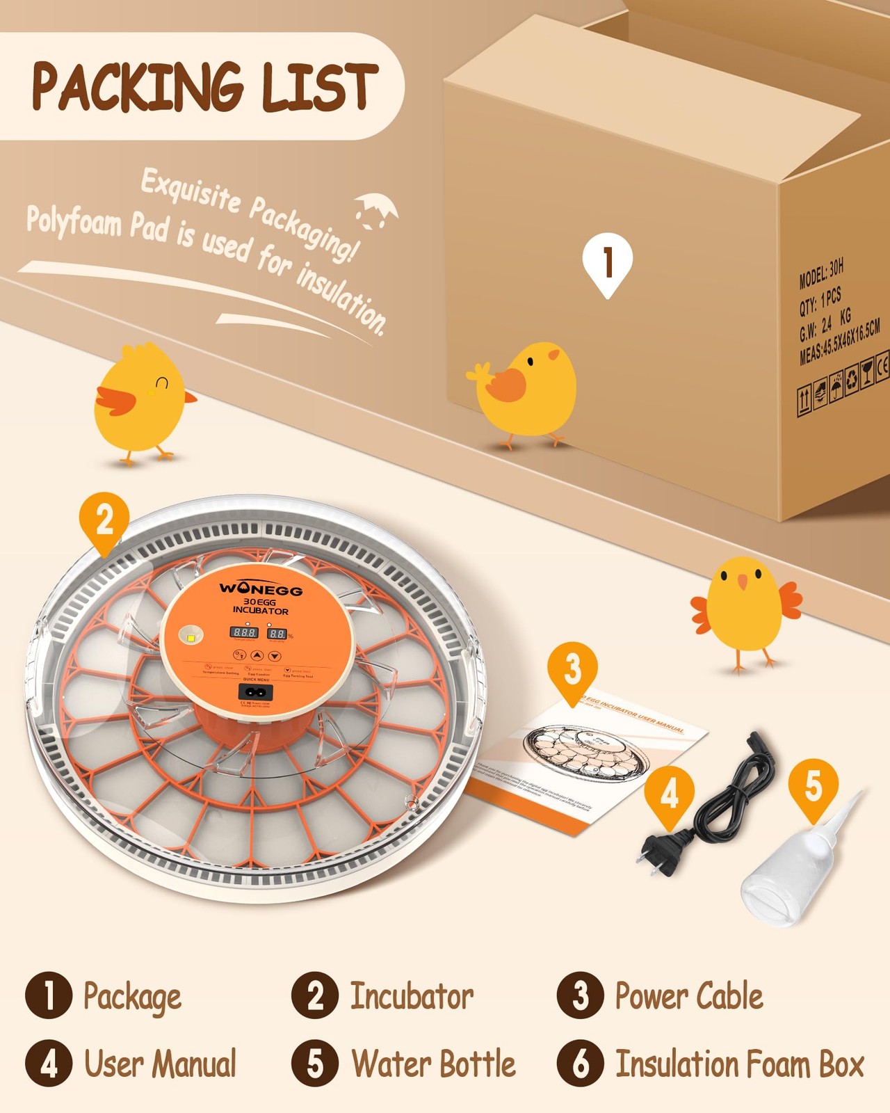 30 Egg Incubators for Hatching Eggs with Automatic Egg Turner, Auto Temperature