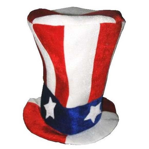 TALL USA RED WHITE BLUE STARS novelty CRAZY TOP HAT #98 adult dressup patroitic