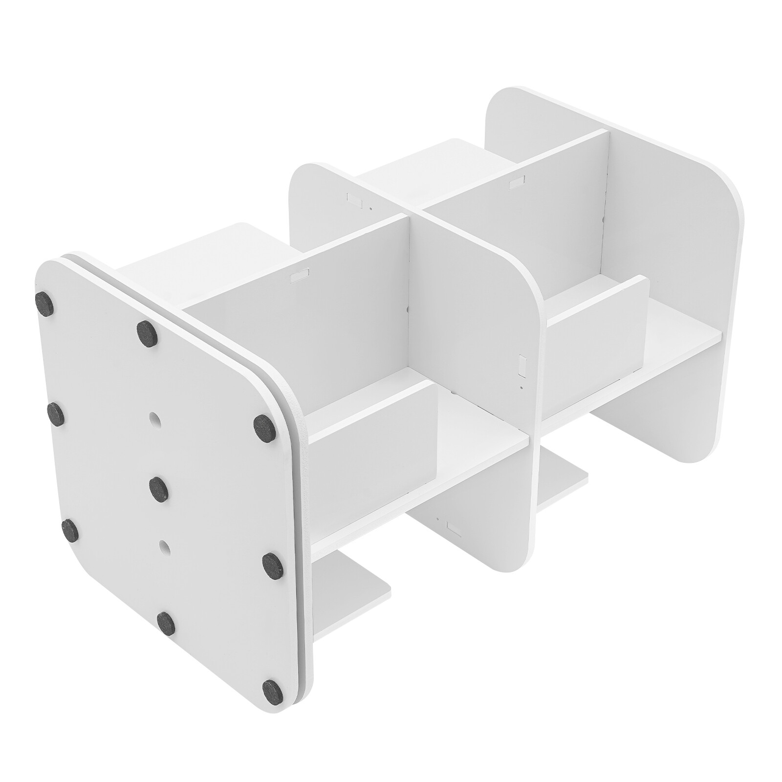 360° Rotating White Bookshelf - 2 Tier Space-Saving Corner Bookcase