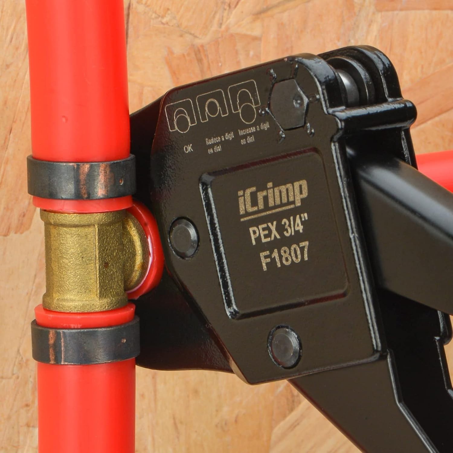 Durable PEX Crimping Tool 1/2" 3/4" Angle Head Gauge Cutter
