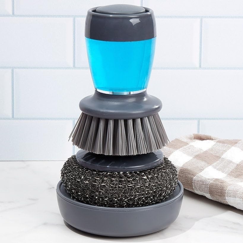 Soap Dispensing Palm Brush Set Kitchen Brush With Soap Dispenser NEW