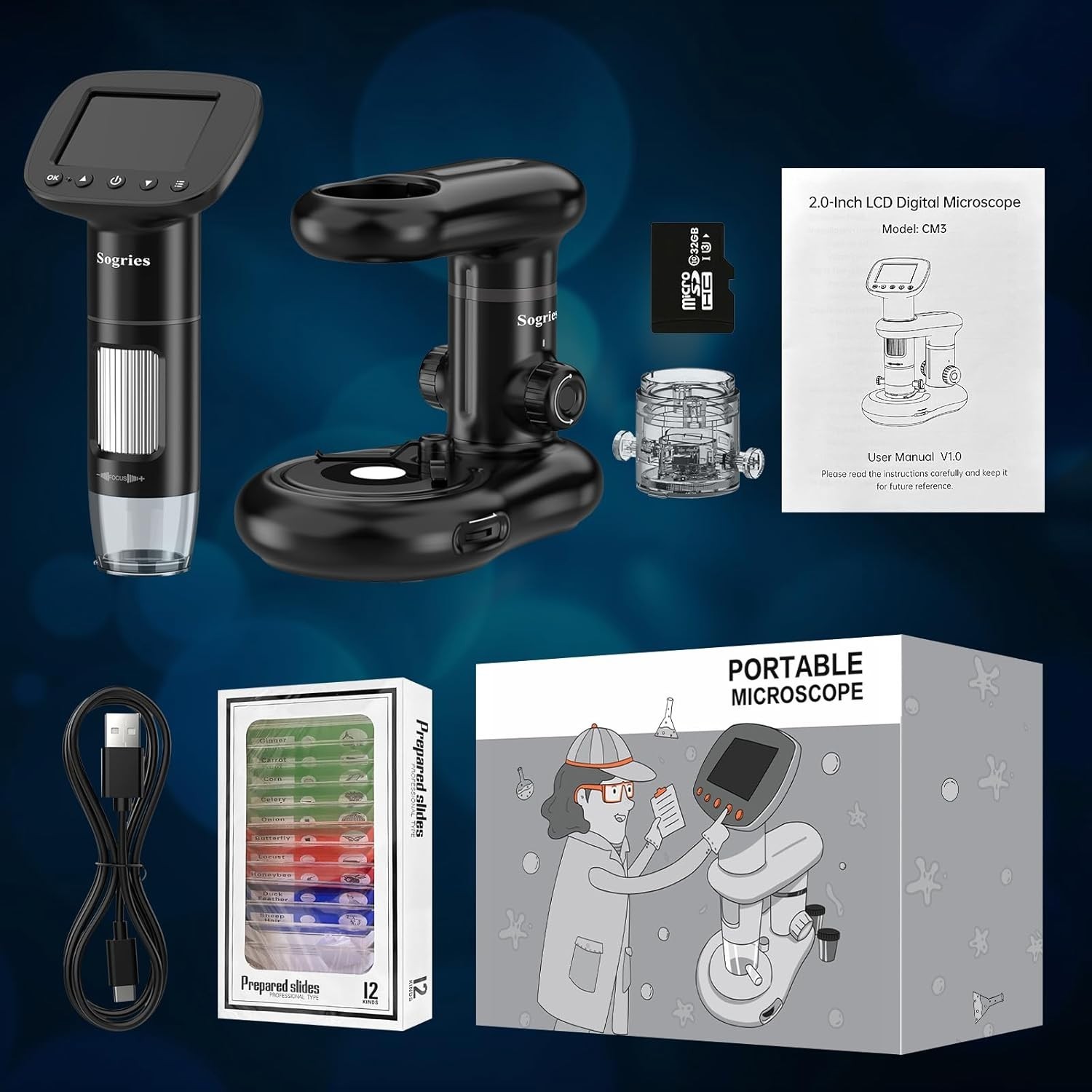 High-Definition 1000x Microscope with Camera & PC Compatibility - For Learning