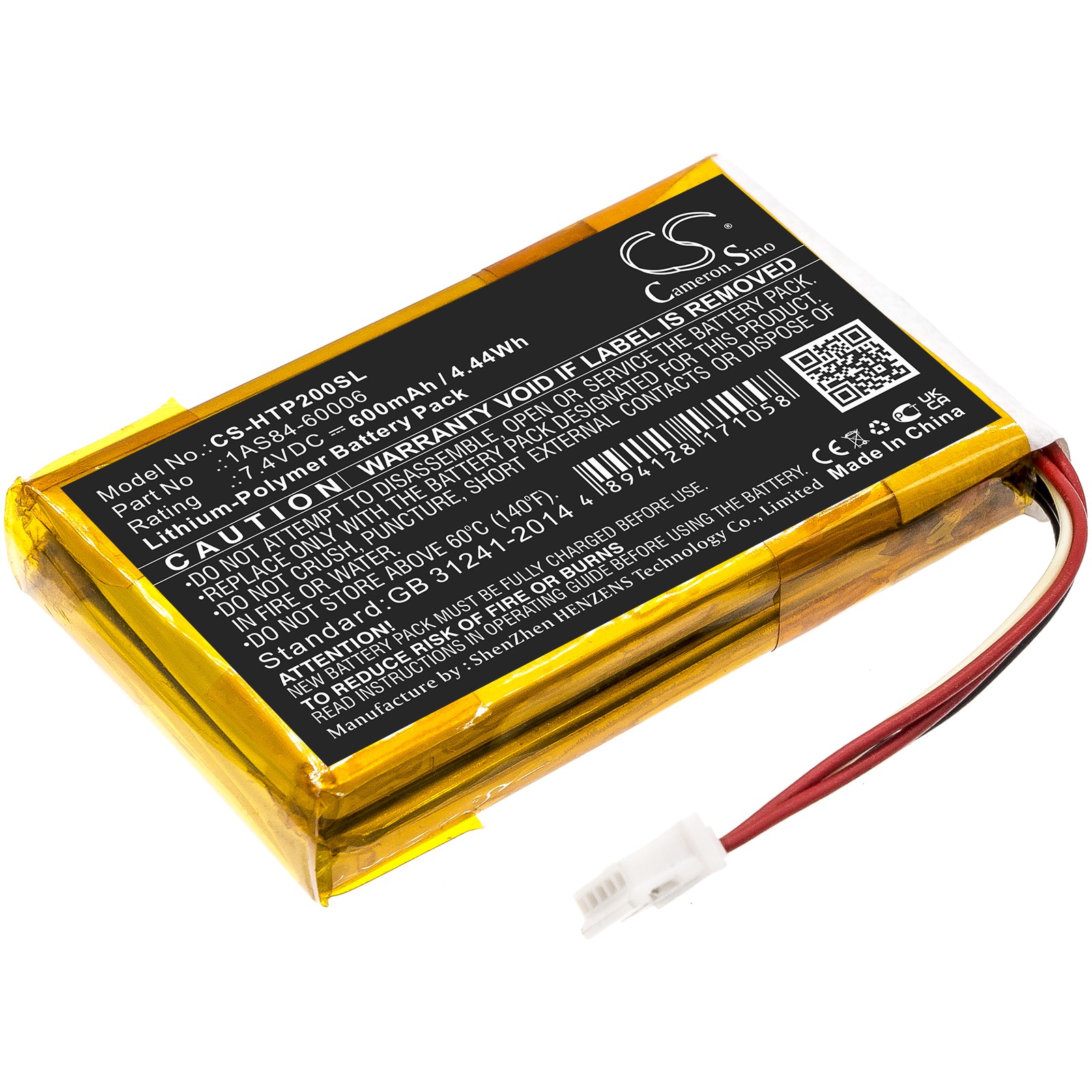 Battery for HP Sprocket 200 1AS84-60006 Photo Printer CS-HTP200SL 600mAh 4.44Wh