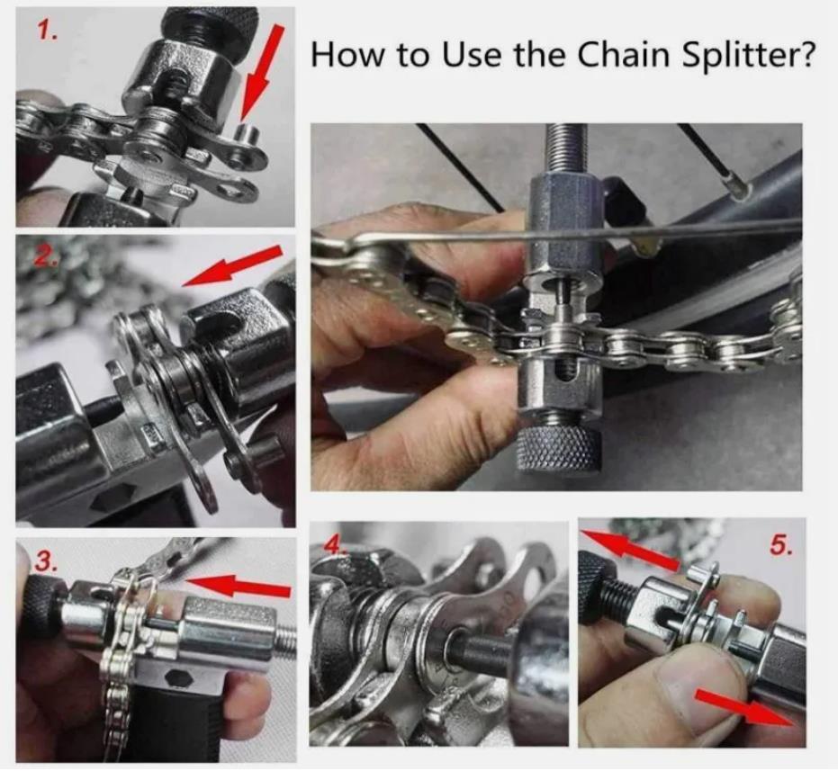 Crank Chain Cutter Extractor Bracket Freewheel Puller 6PCS Bike Repair Tool Kit