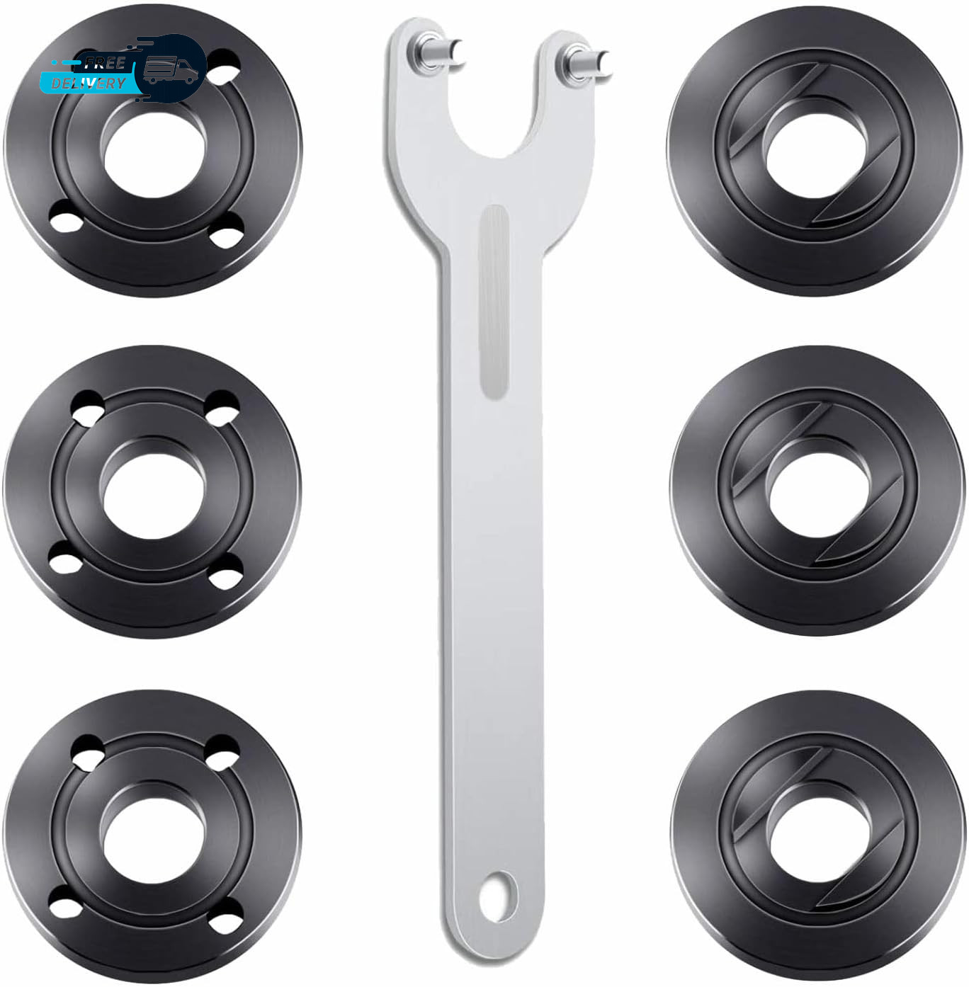 7PCS Angle Grinder Nut Wrench Kit 5/8-11 Flange Metal Lock Nut | Compatible