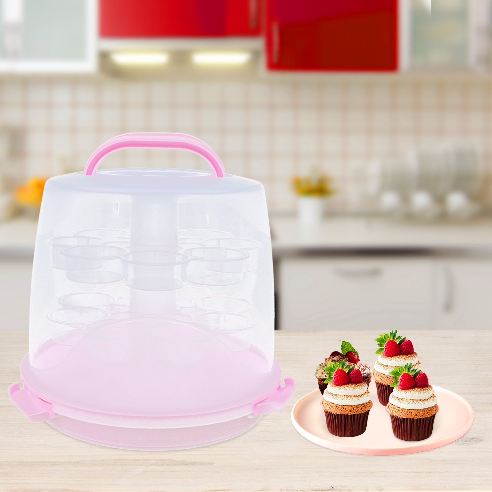 24 Cupcake Carrier Cake Carrier Holder Portable 3 Tier Cupcake Transporter Box