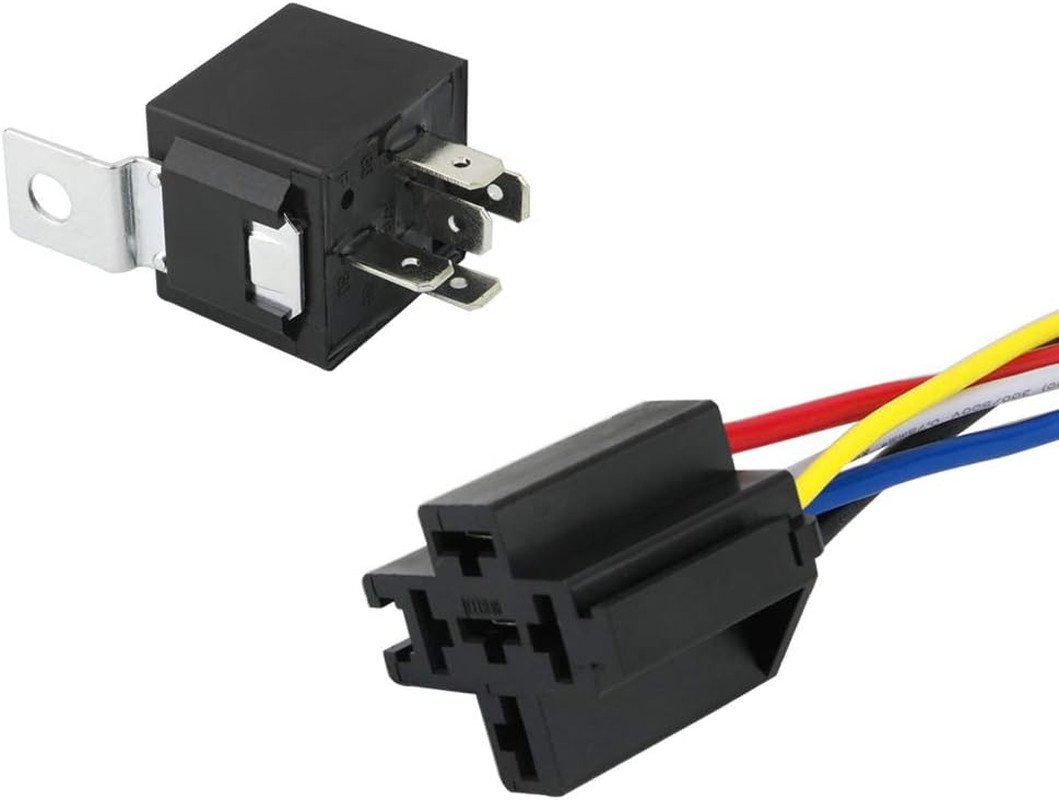 2 Pieces 5 Pin Car Relay, 12V 40A SPDT Automotive Relay with Harness Socket and