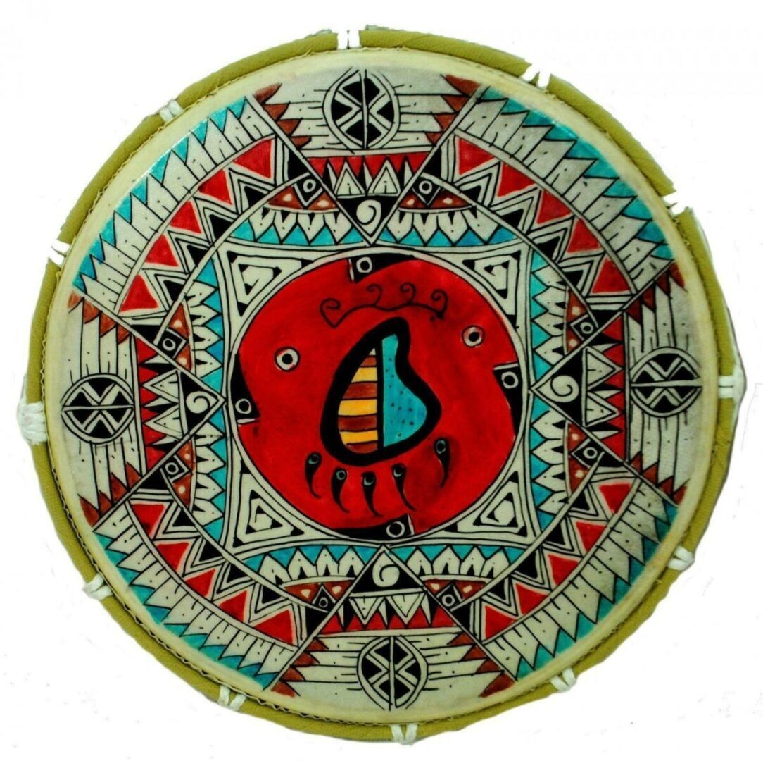 Handmade Native American Style Hand Tambour Tambourine Drum & Stick Fair Trade