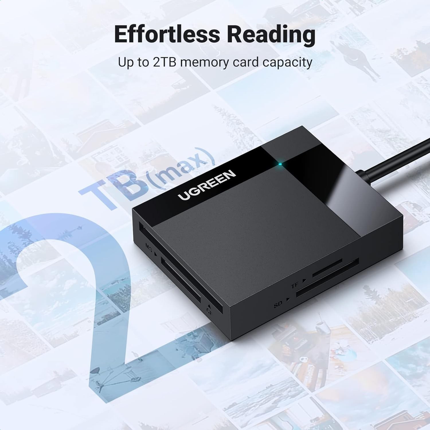 SD Card Reader USB 3.0 Card Hub Adapter 5Gbps Read 4 Cards Simultaneously CF, C