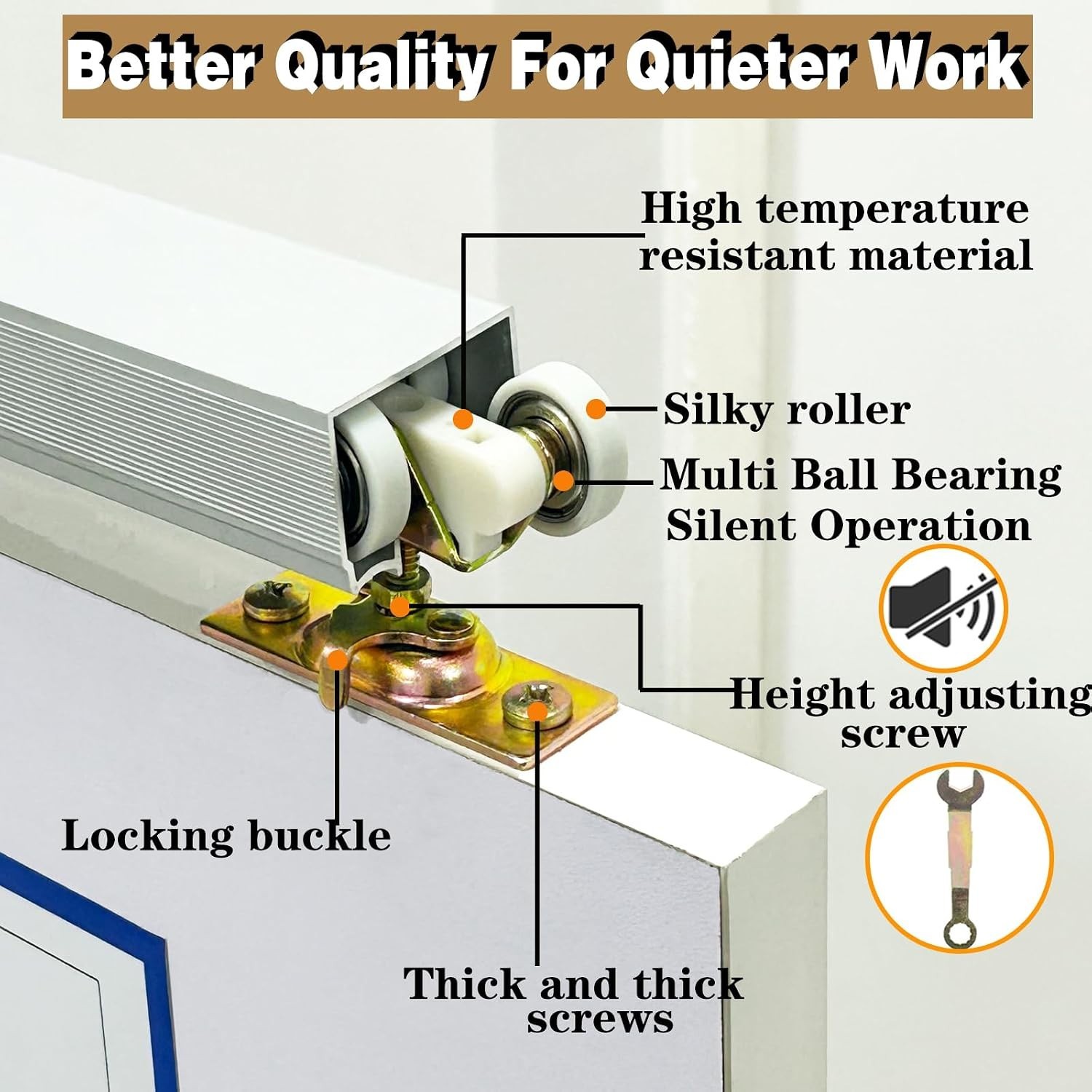 Smooth Sliding 1" Pocket Door Rollers - 2 Pack with Quick Release Installation