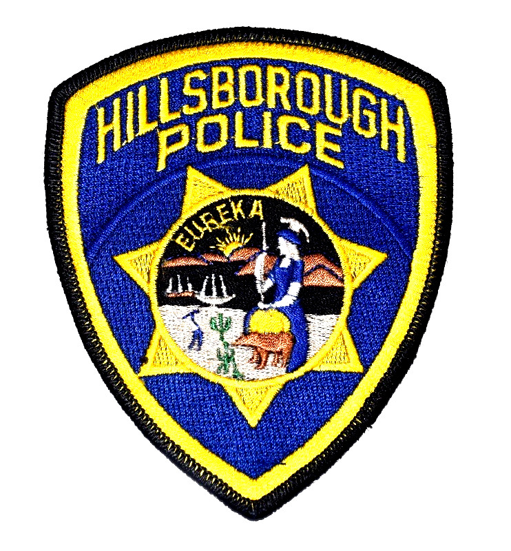 HILLSBOROUGH CALIFORNIA CA Police Patch STATE SEAL TALL SHIP WALKING BEAR 1F