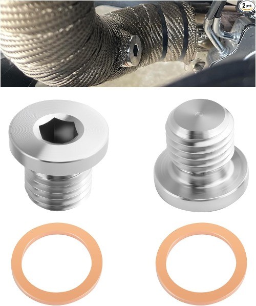 2PCS M12x1.5 Stainless Steel Sensor Plug with Brass O-Ring, Inn Color: M12x1.5