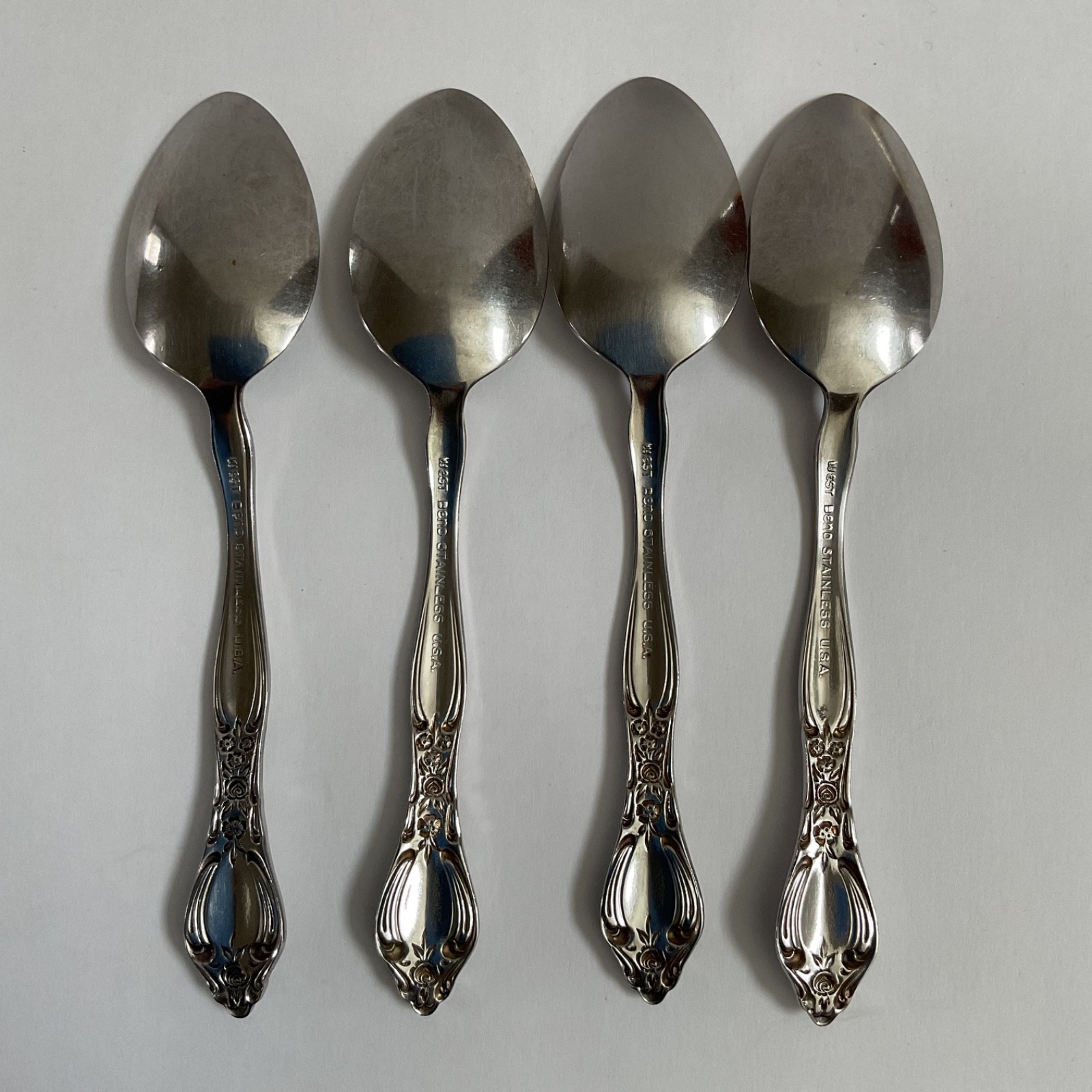 Oneida West Bend AFFECTION Pattern Stainless USA Flatware Teaspoons Set Of 4