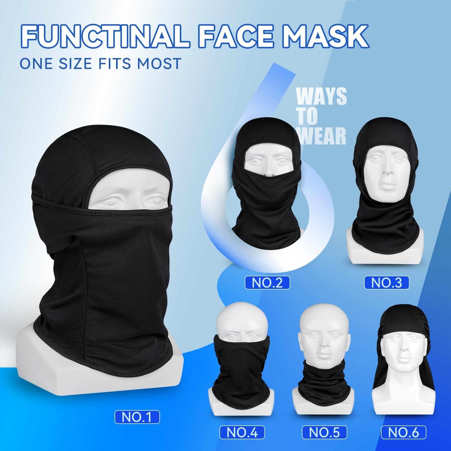 3 Pieces Balaclava Ski Mask -Winter Full Face Mask for Men Women Windproof