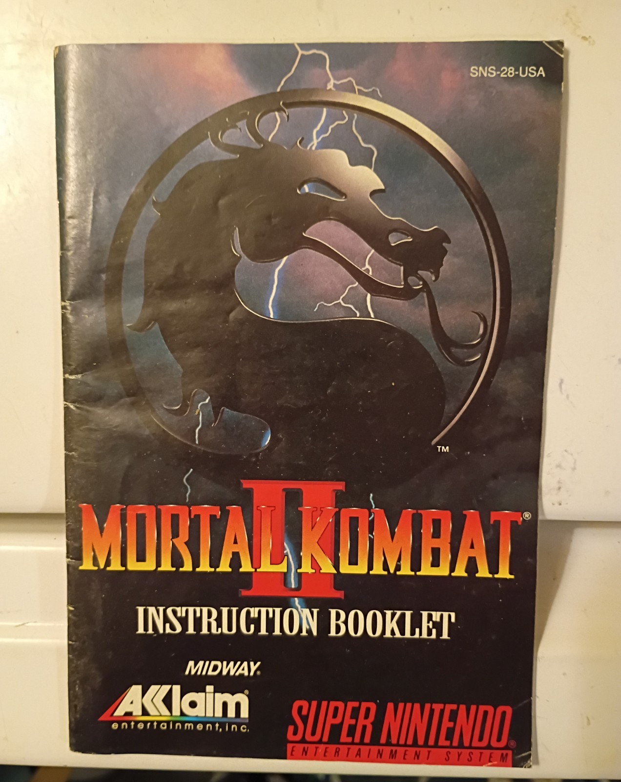 Mortal Combat II Super Ninetendo Instruction Booklet ONLY
