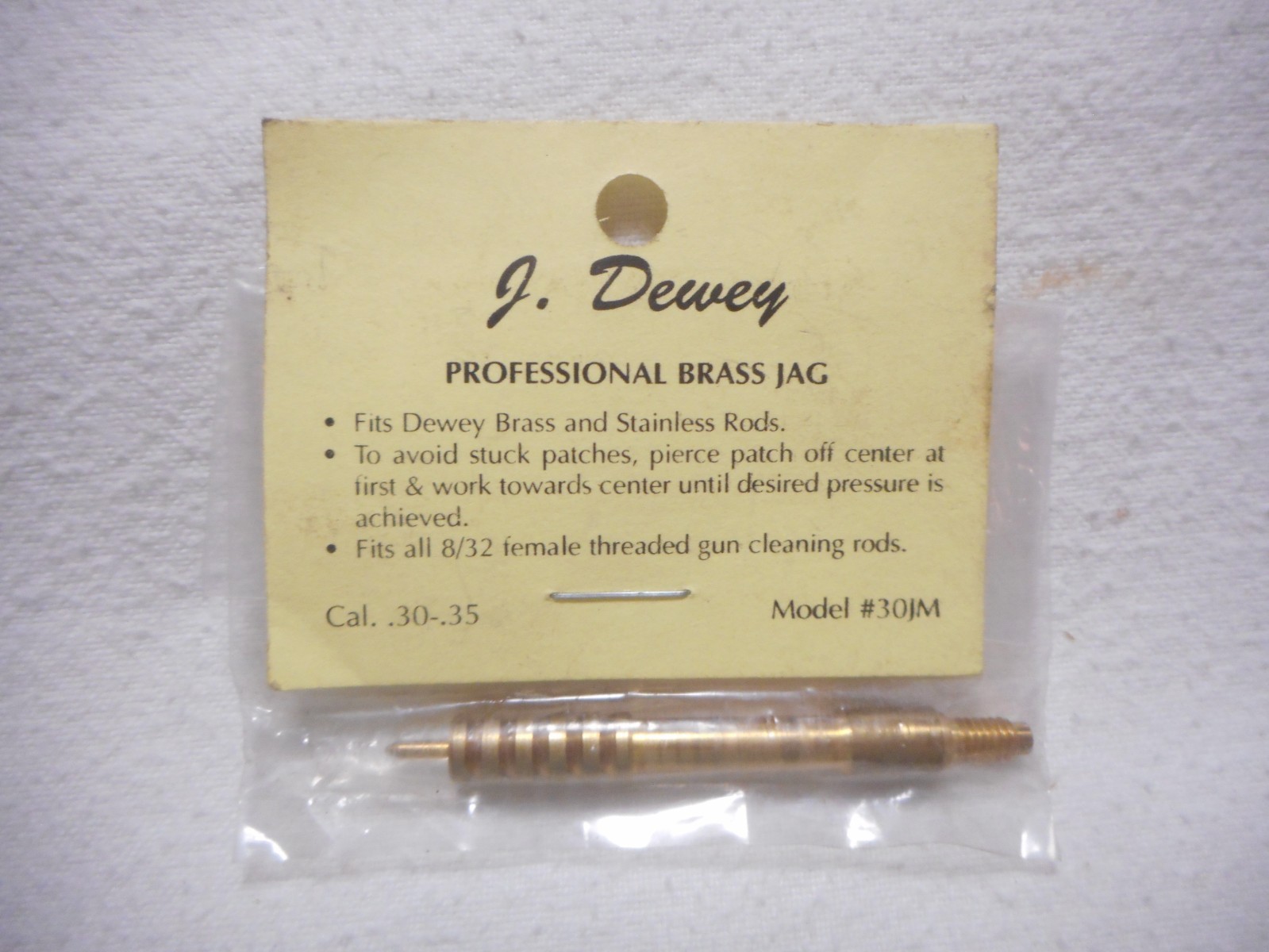 NOS J. Dewey #30JM Brass Rifle Jag Male Thread .30-.35 Caliber 8-32 Male