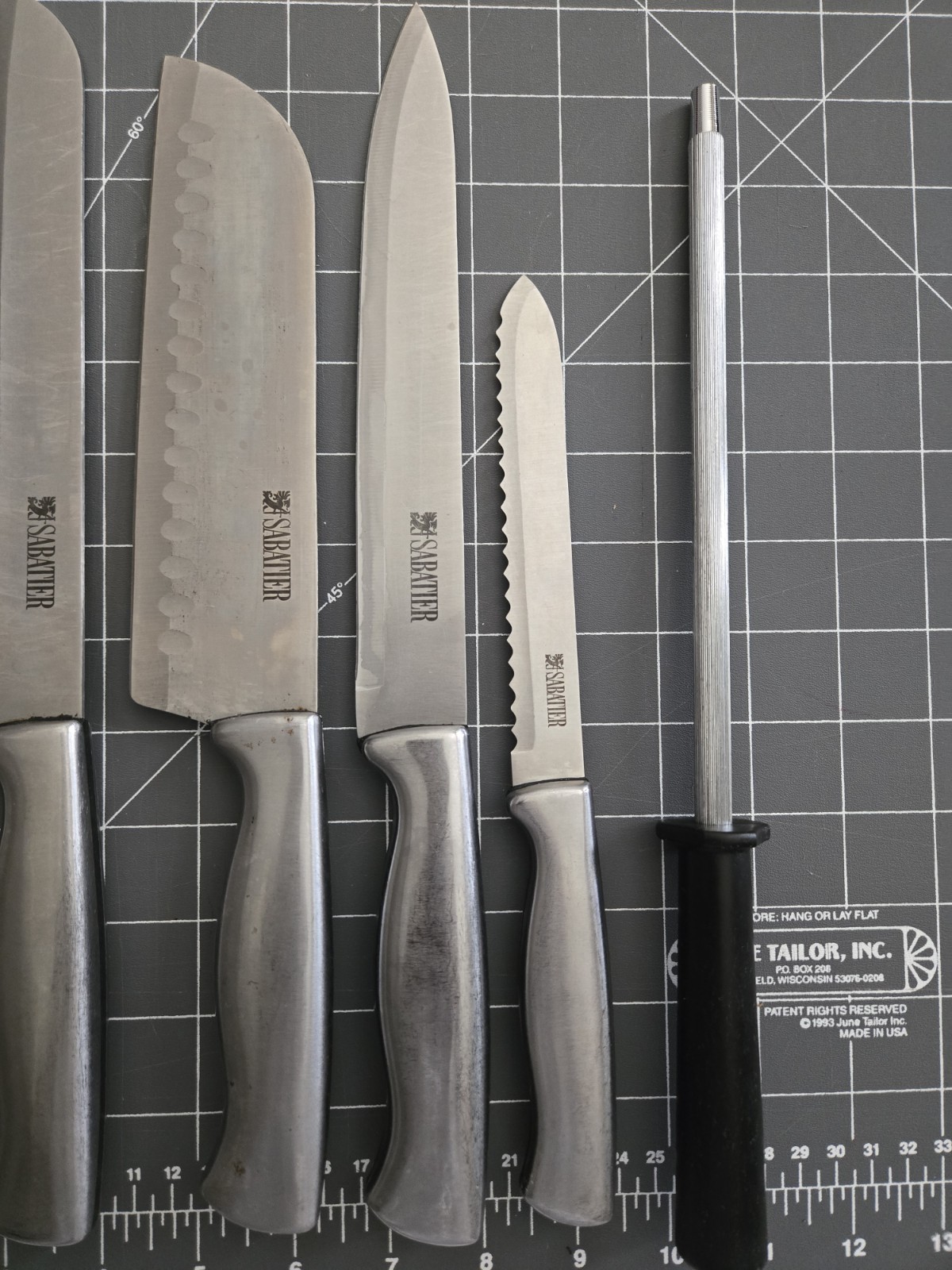 Set of 5 Sebatier Hollow Handle Chef Knives with Knife Sharpener