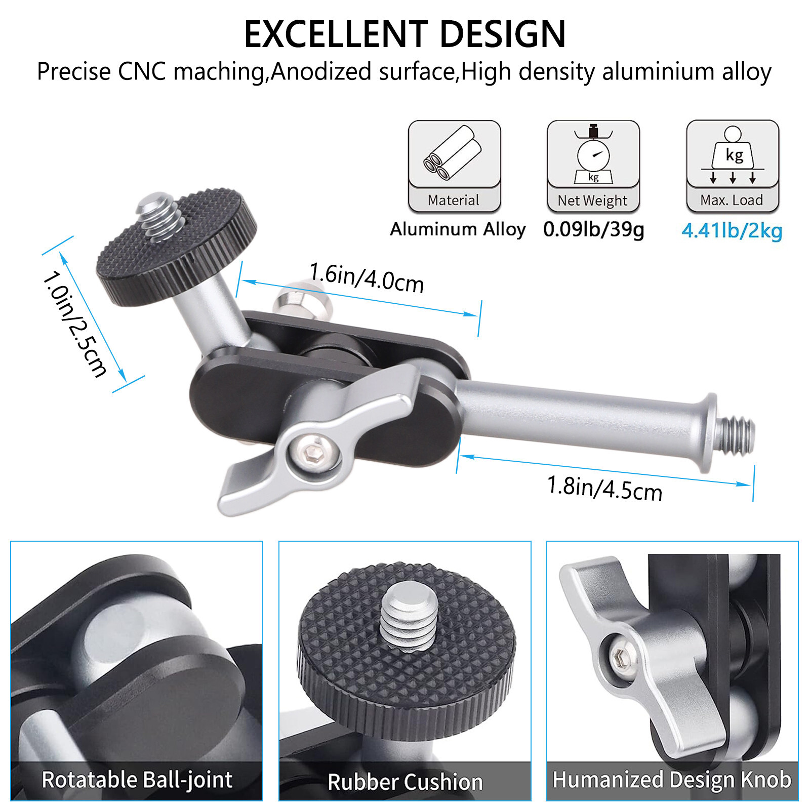 Mini Magic Arm with Extended 1/4"-Screw Adapter