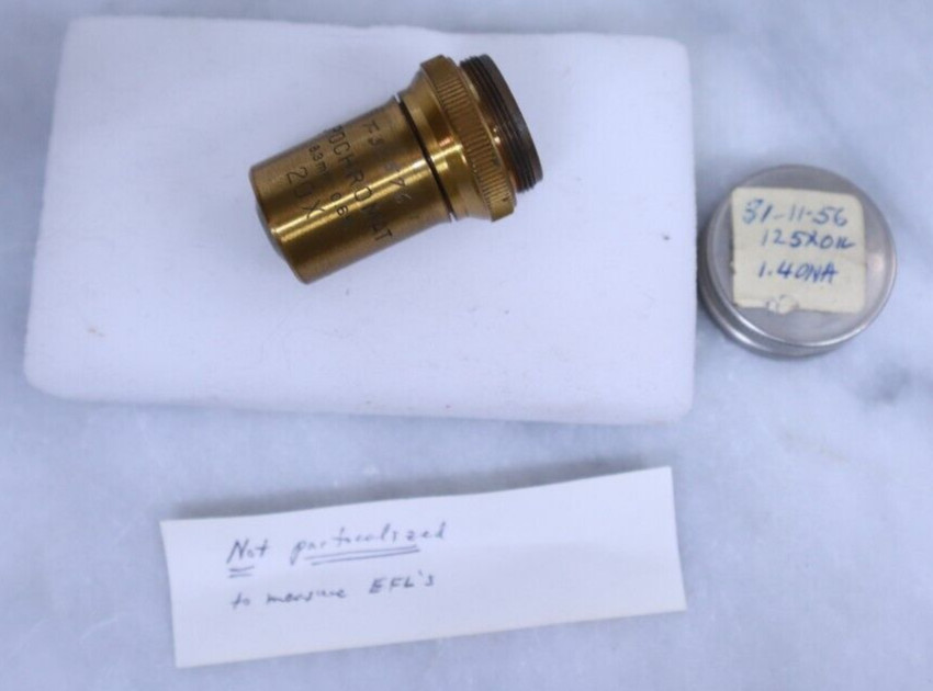 Clean Bausch & Lomb Apochromat Brass Optical Microscope Lens 20X 8.3mm 0.65 Oil