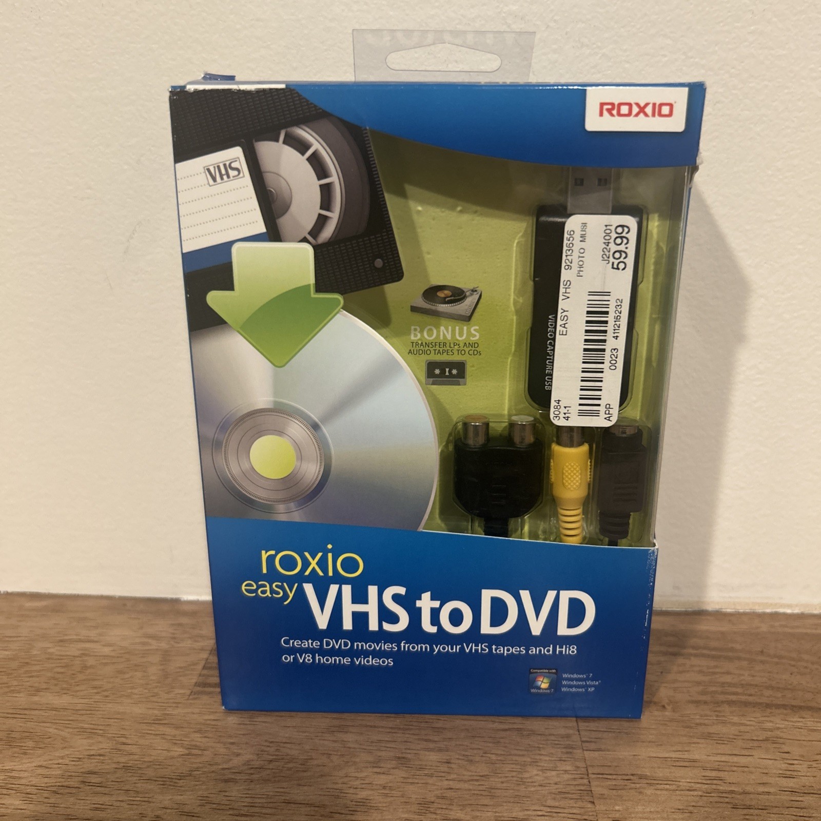 NEW Roxio Easy VHS to DVD Converter Hi8 Video8 Home Videos Windows 7 XP Vista