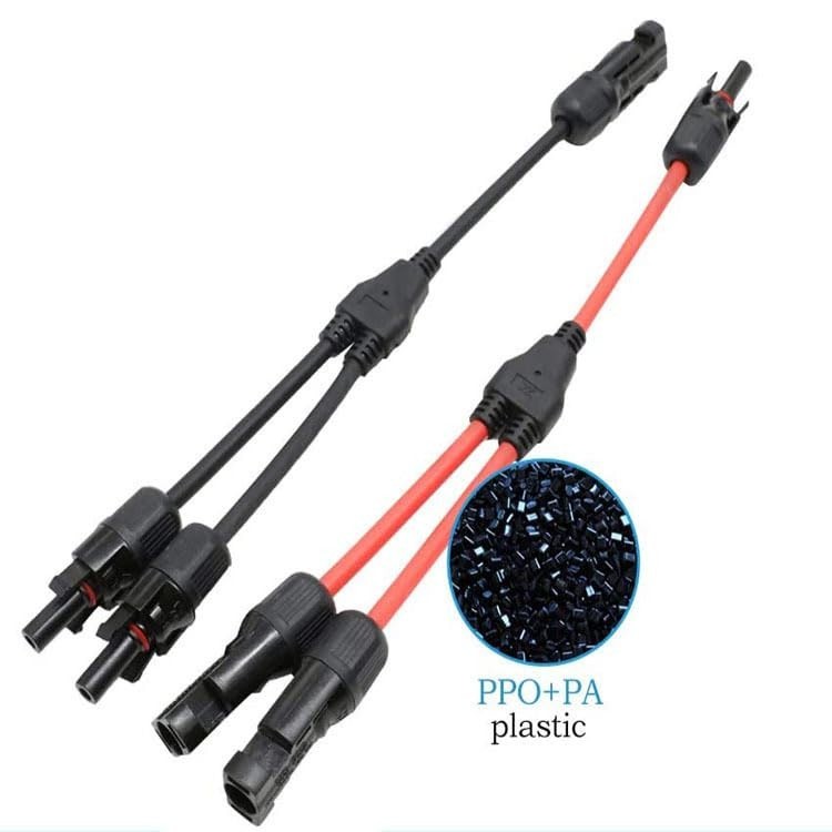 Solar Connectors Y Branch Parallel Adapter 10AWG Cable for Solar Panel (Red & Bl