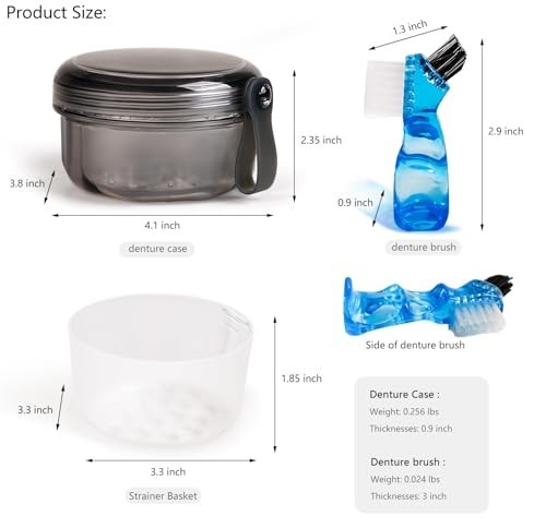 Leakproof Denture Case & Soaking Cup - Waterproof Storage Box for False Teeth, R