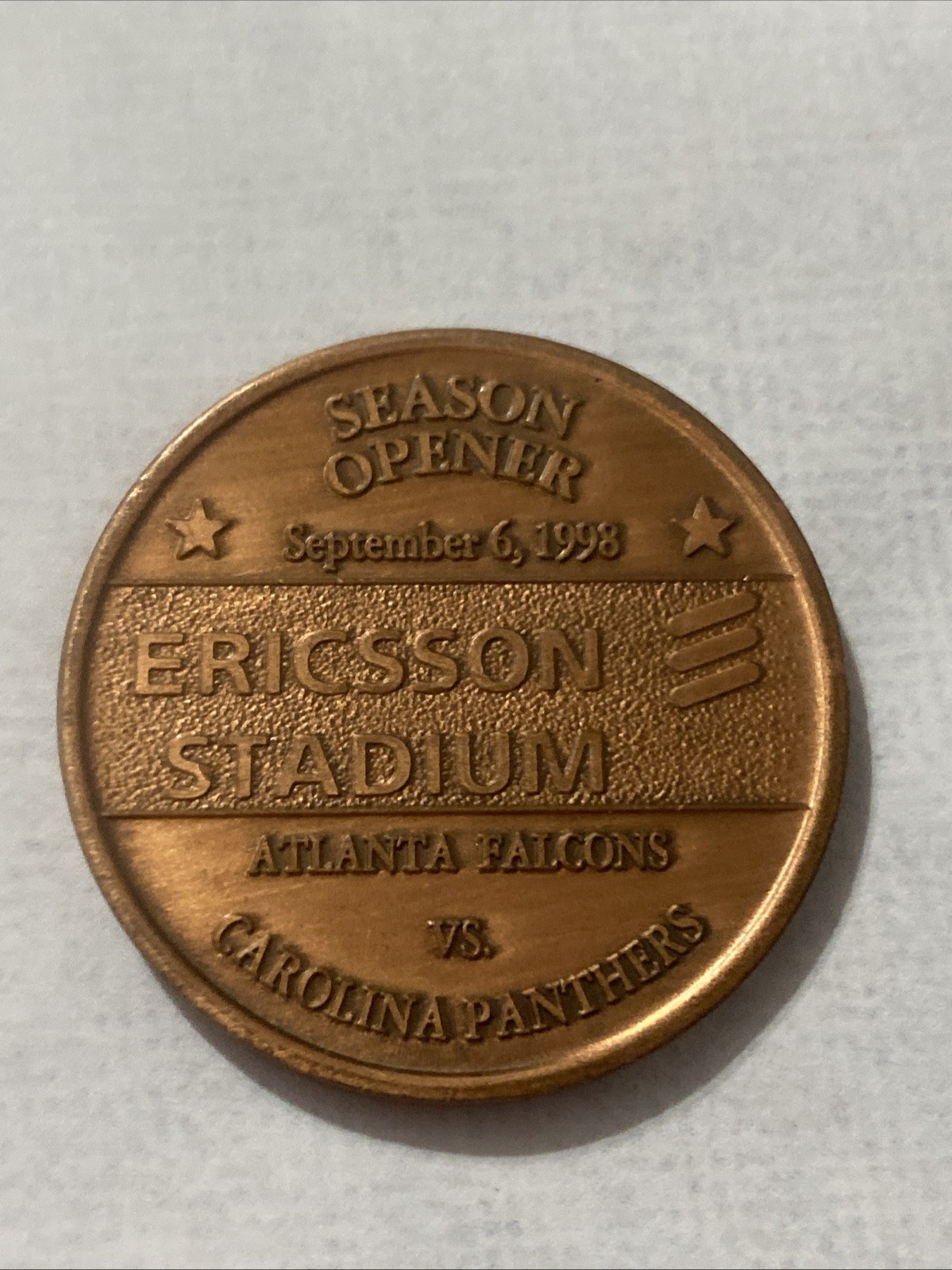 NFL Carolina Panthers vs Falcons Ericson Stadium 1998 Season Opener Coin Token