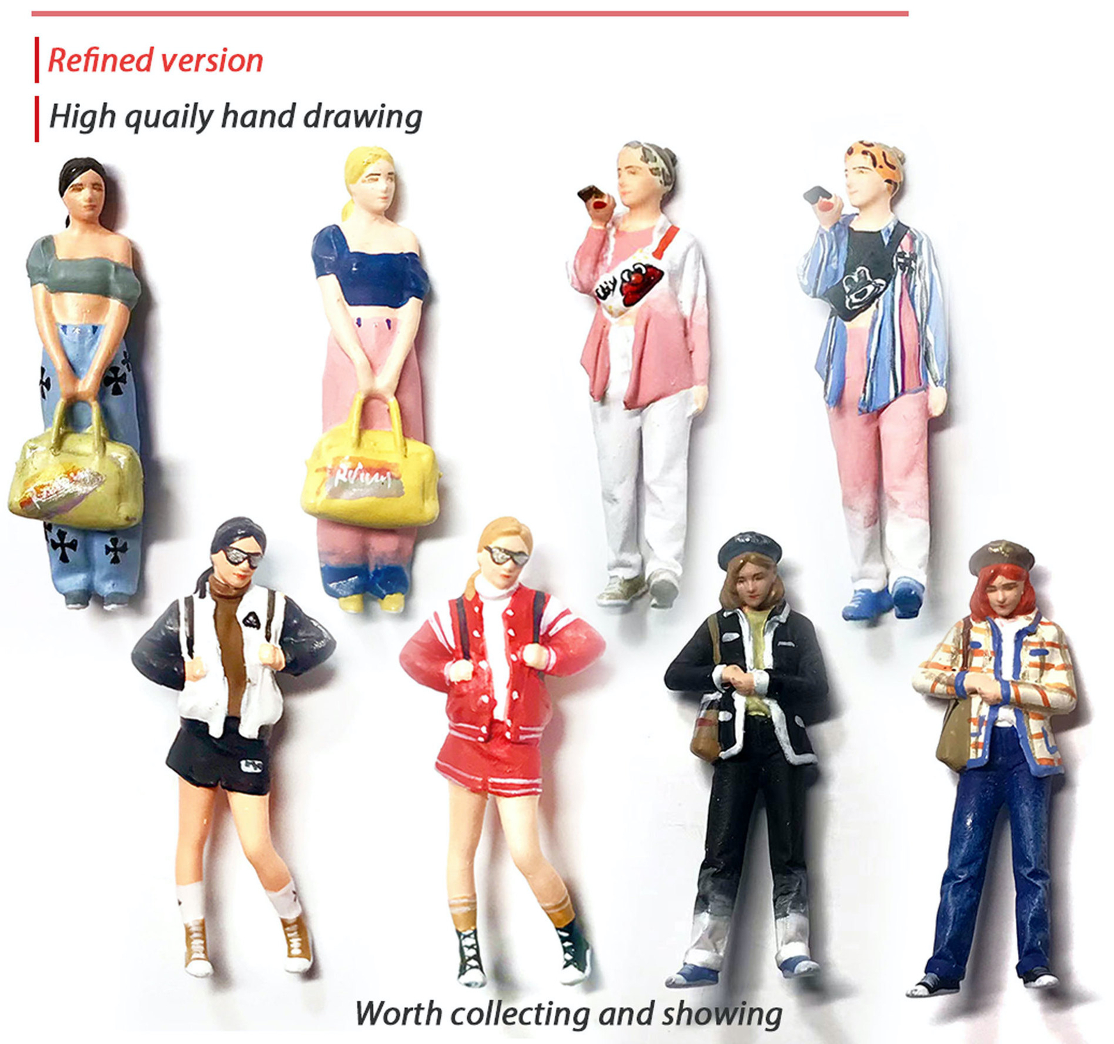 ED 1:64 Painted Figure Mini Model Miniature  Diorama Trendy Fashion Girl Lady